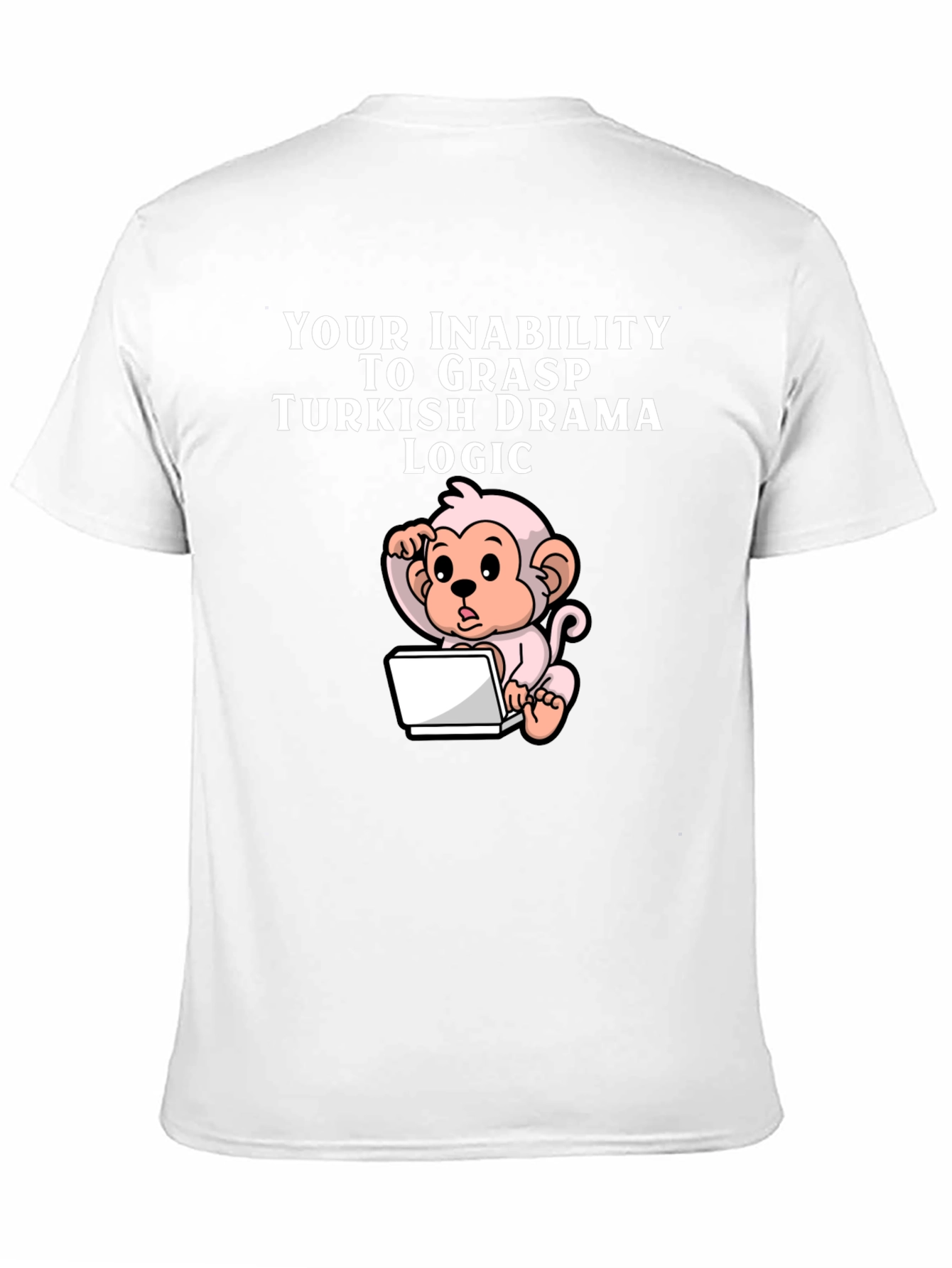Black Humorous Turkish Drama Logic Monkey T-Shirt view 11