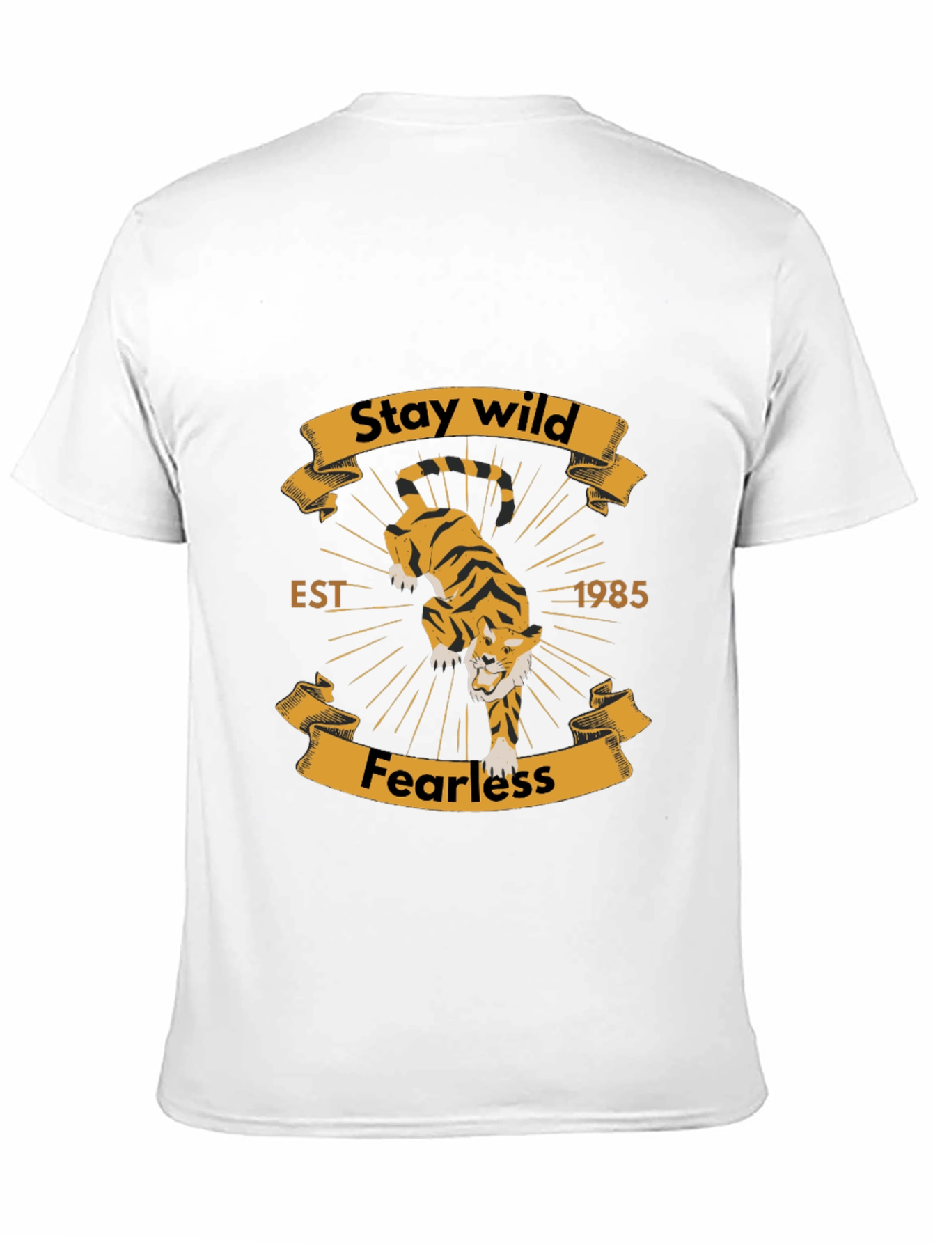 Black Stay Wild Tiger Graphic Black T-Shirt view 11