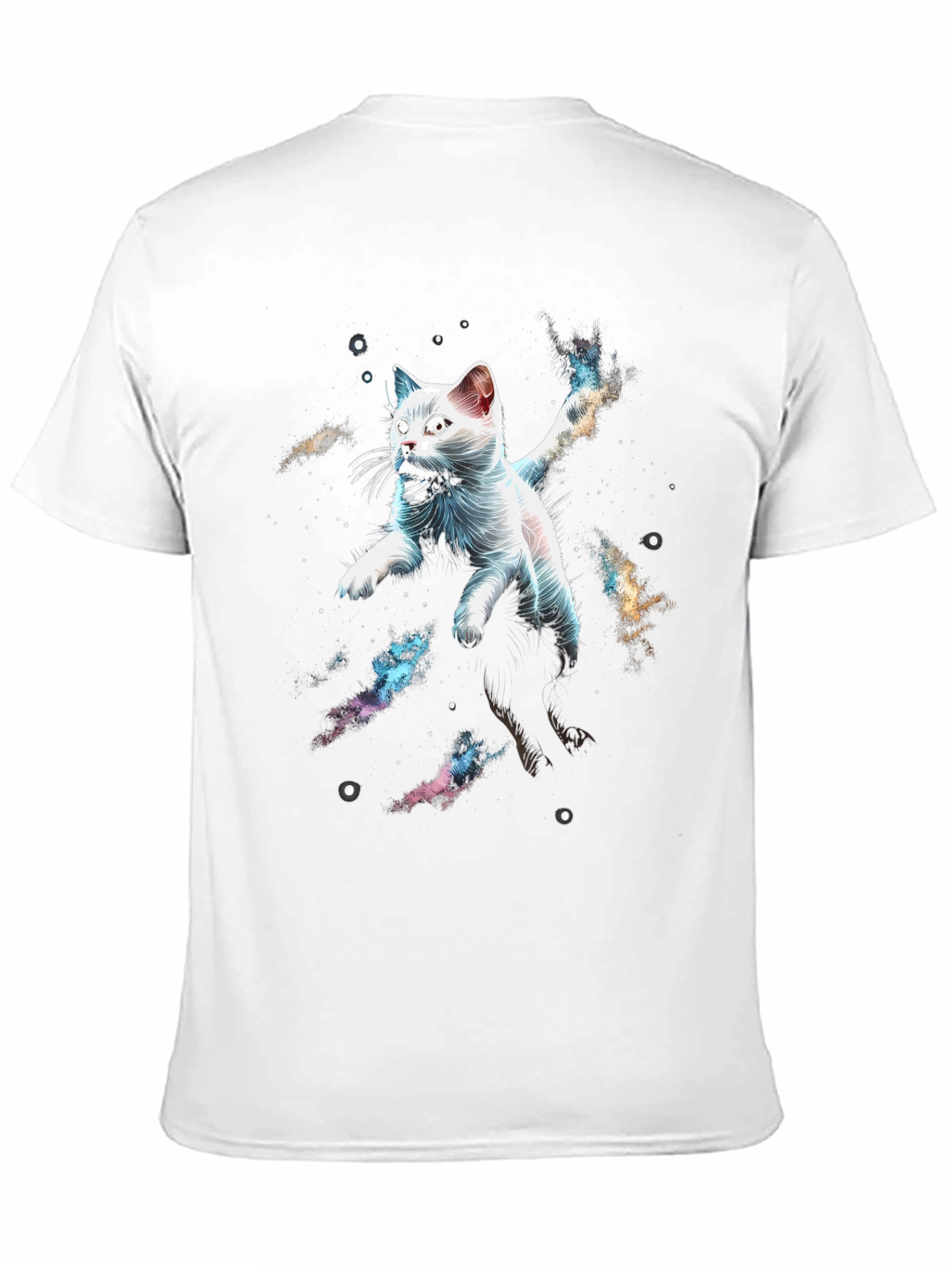 Black Cosmic Cat T-Shirt - Galaxy Kitten Graphic Tee view 11