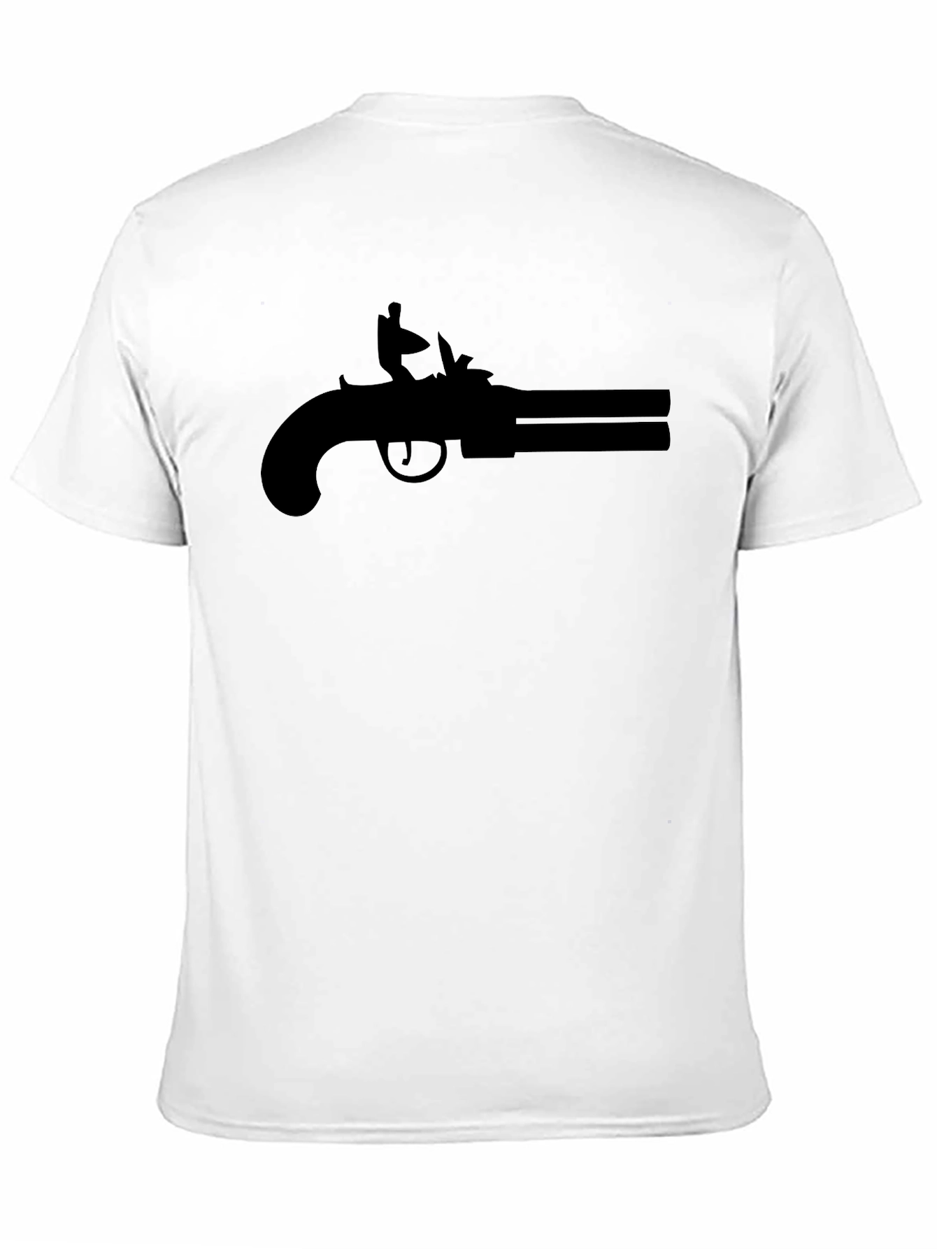 Black Double Barrel Pistol Graphic Tee - Black Cotton T-Shirt view 11