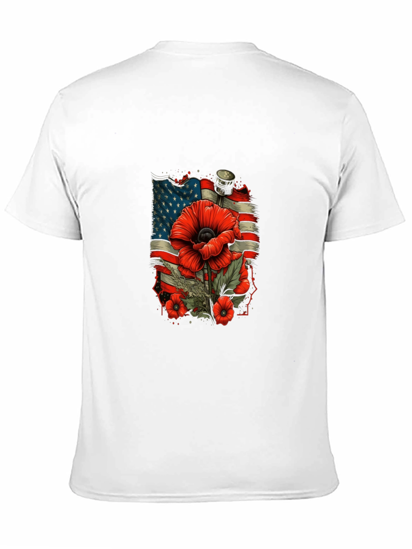 Black Patriotic Poppy T-Shirt - American Flag Remembrance view 11