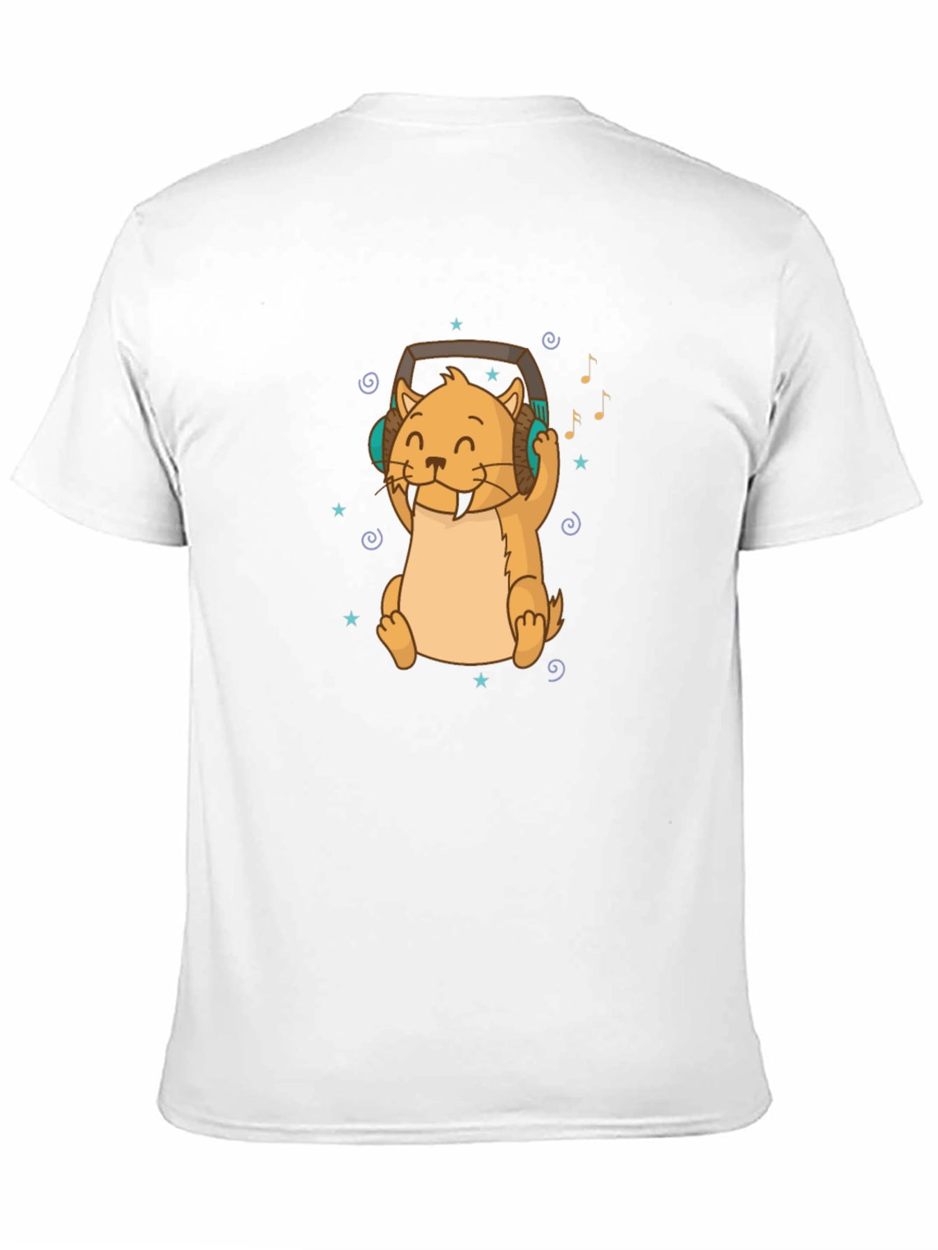 Black Cute Otter with Headphones Black T-Shirt view 11