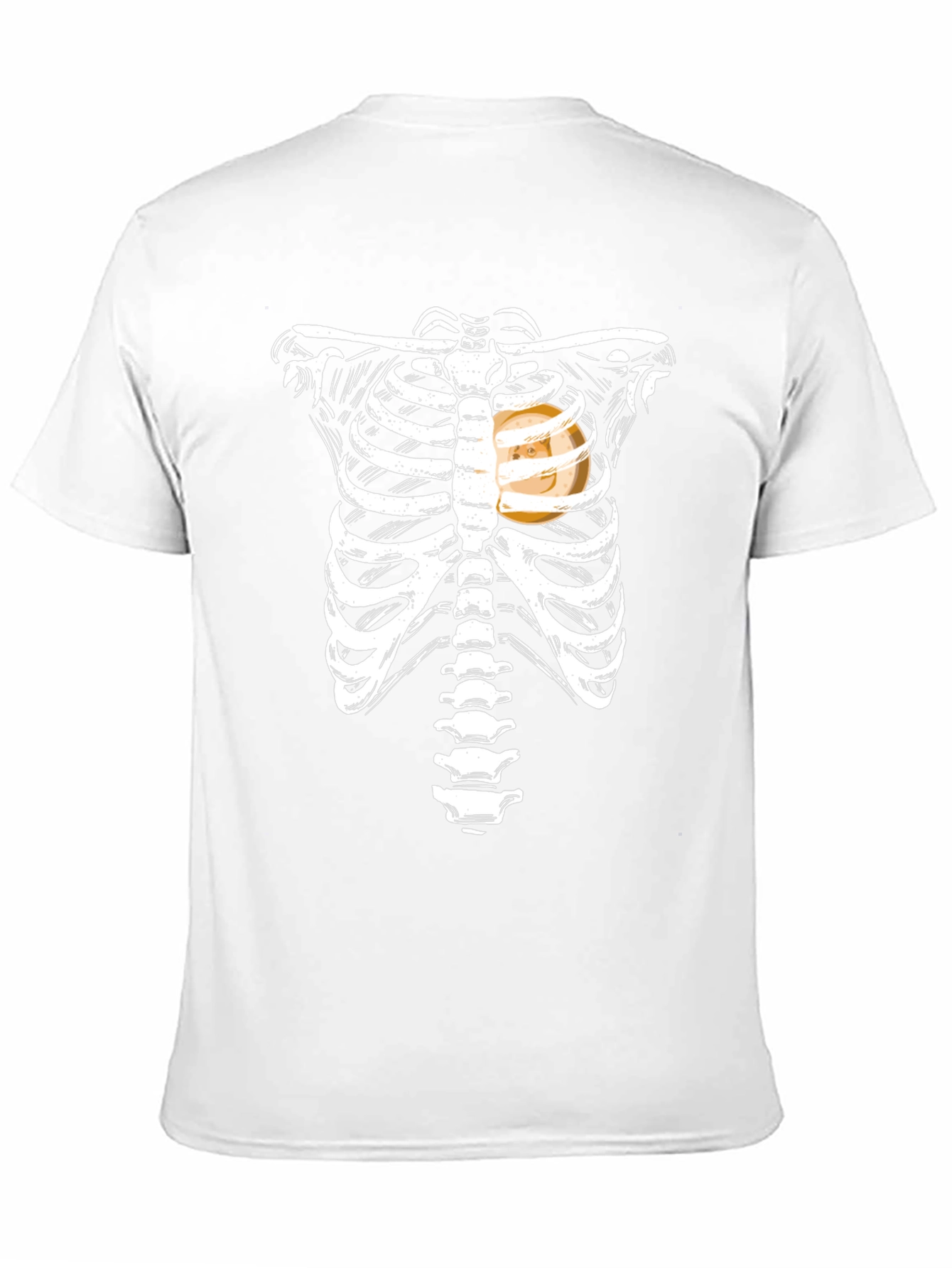 Black Skeleton Ribcage Doge Heart Funny T-Shirt view 11