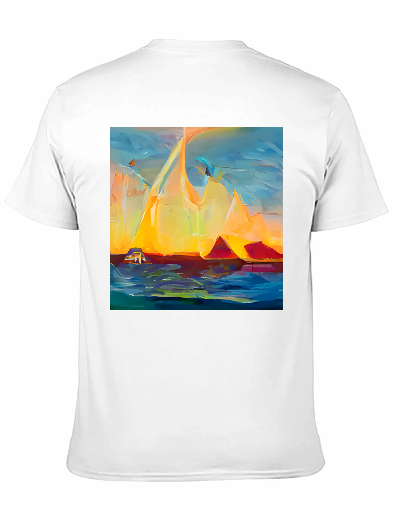 Black Abstract Mountain Sunset T-Shirt view 11