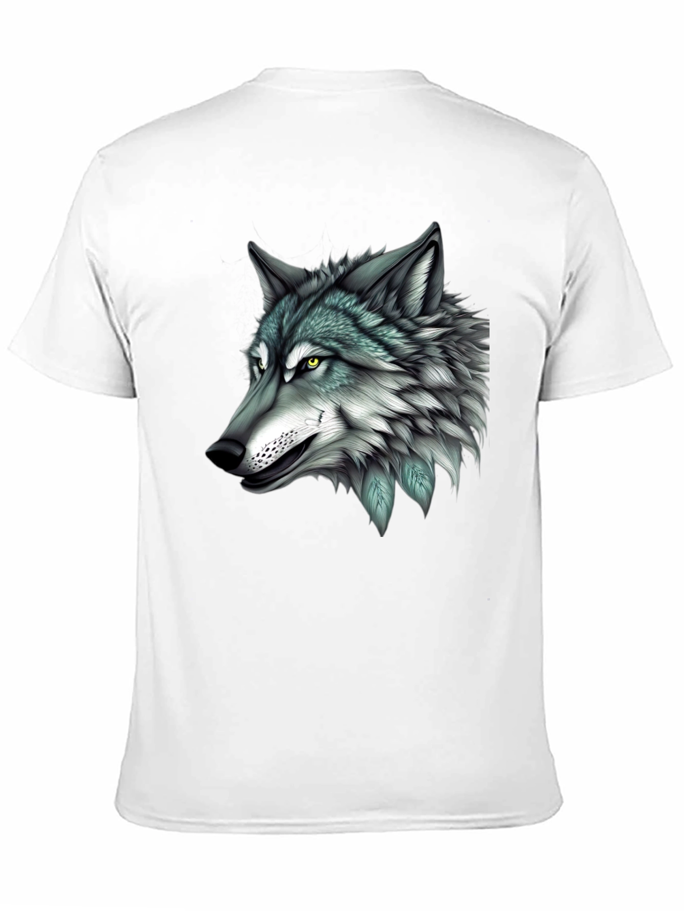 Black Wolf Graphic Print Black T-Shirt for Men view 11