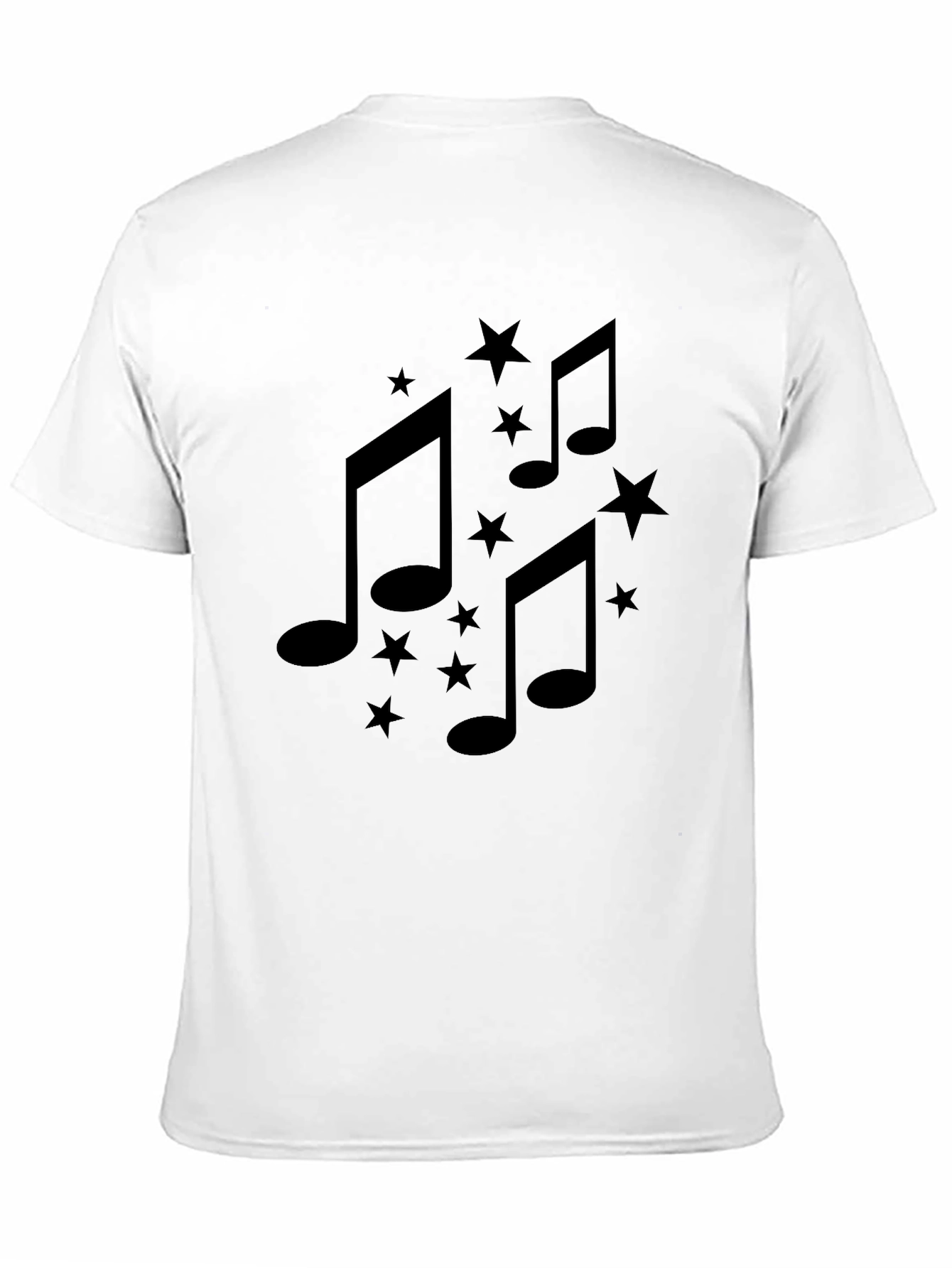 Black Musical Notes & Stars Graphic Tee - Stylish Black T-Shirt view 11