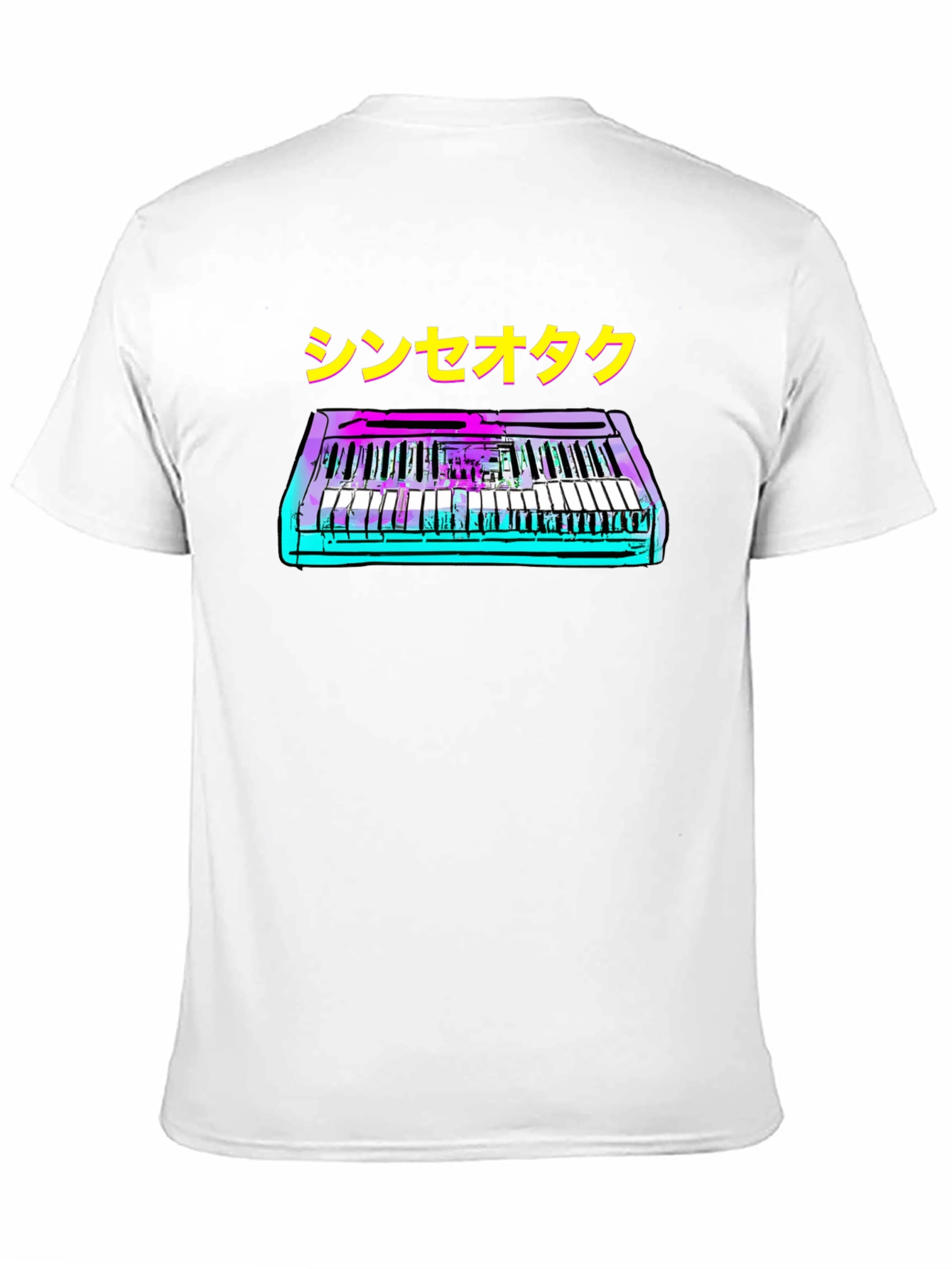 Black Synthwave Keyboard T-Shirt - Retro Music Style view 11