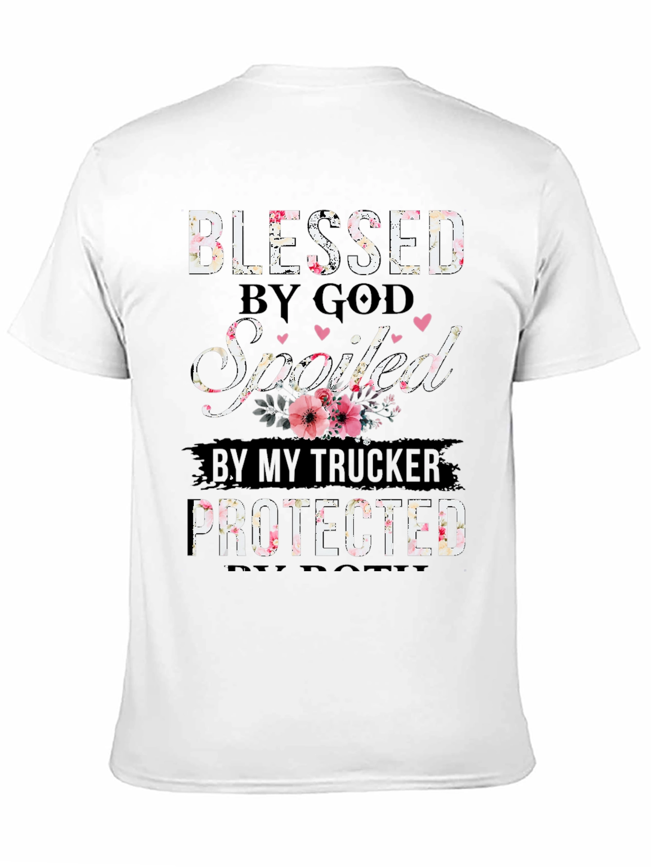 Black Blessed by God Trucker T-Shirt view 11