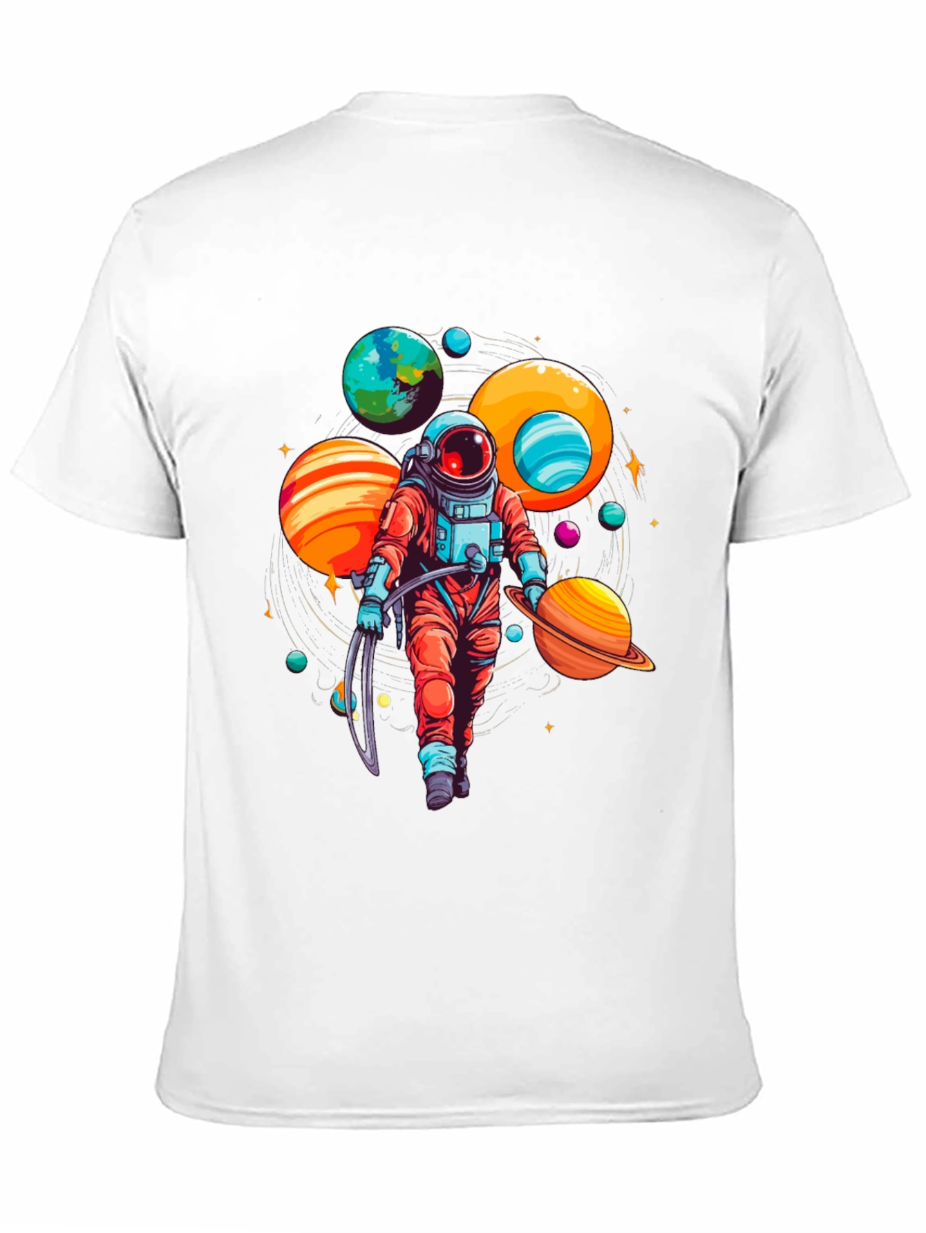 Black Astronaut Planets Graphic Tee - Space Lover T-Shirt view 11