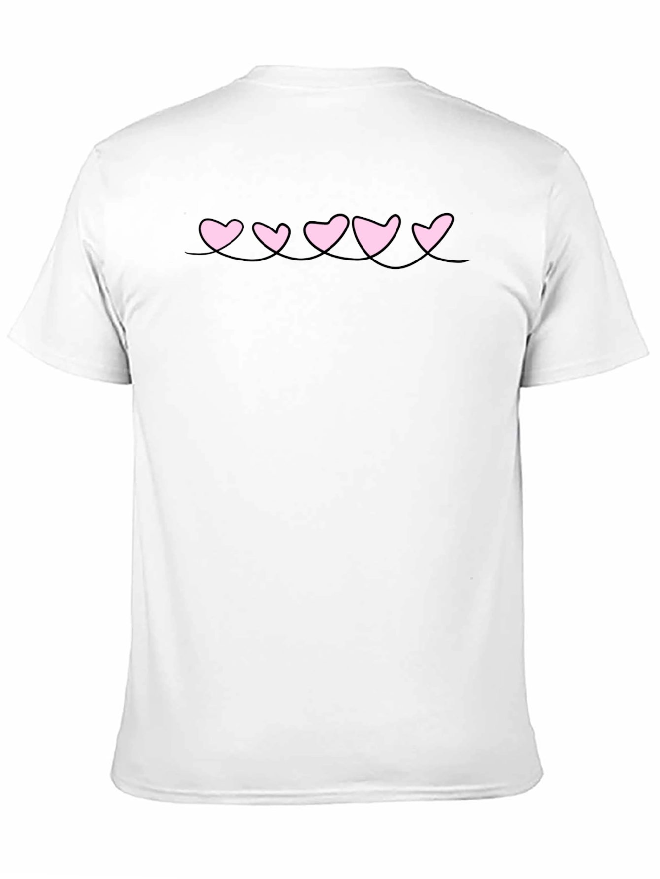 Black Men's Black T-Shirt with Pink Heart Design view 11