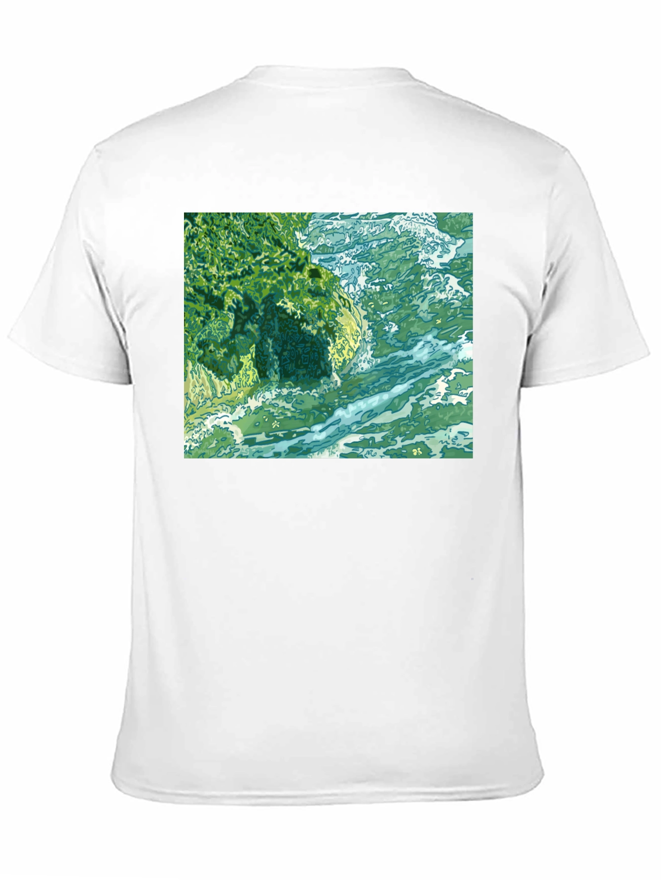 Black Ocean Scene Graphic Tee - Black Cotton Blend view 11