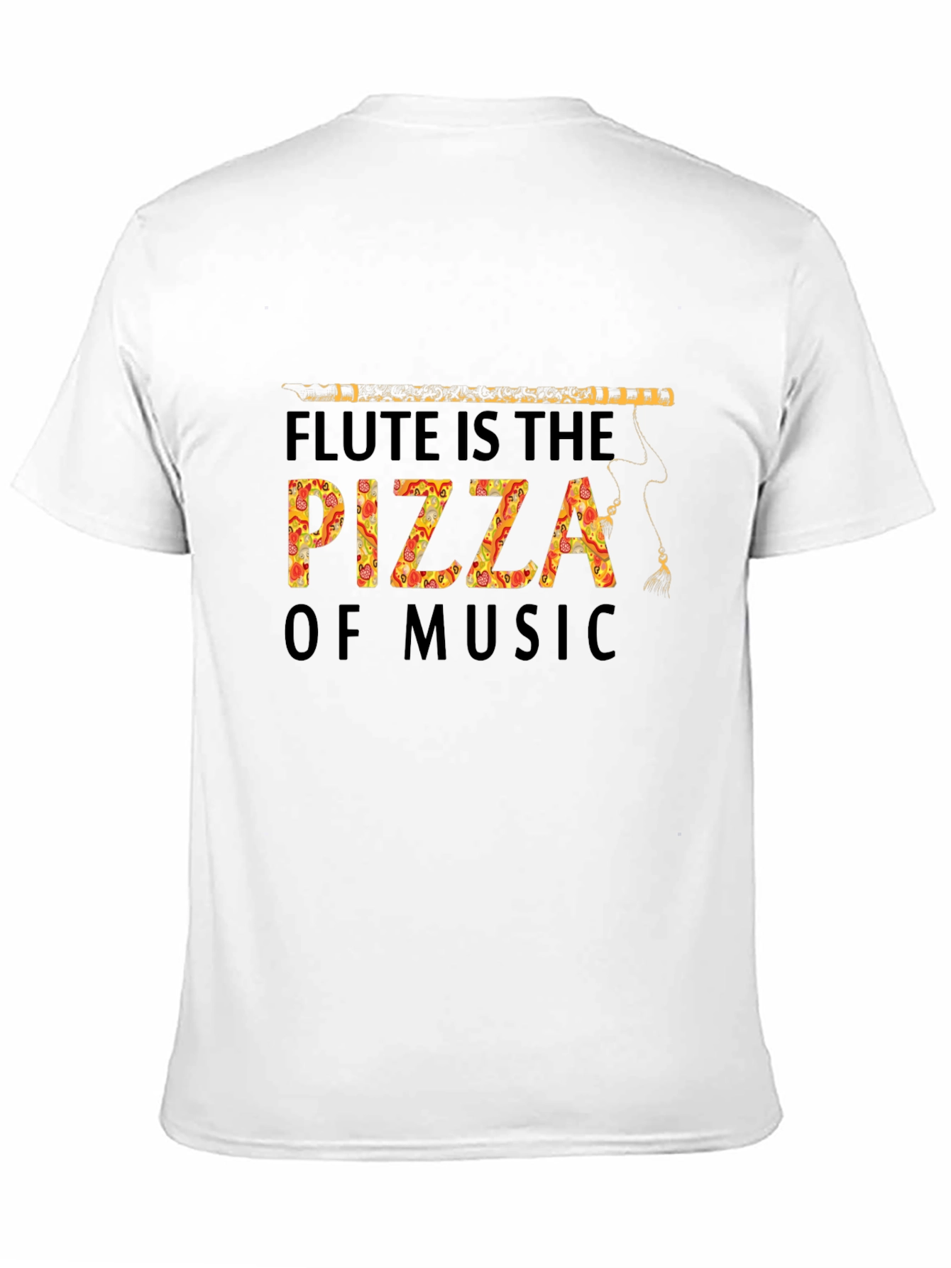 Black Flute Pizza Music T-Shirt - Funny Foodie Tee view 11