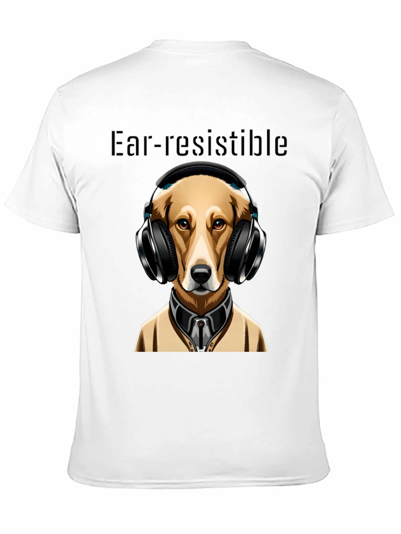Black Ear-resistible Dog Headphones Graphic Tee view 11