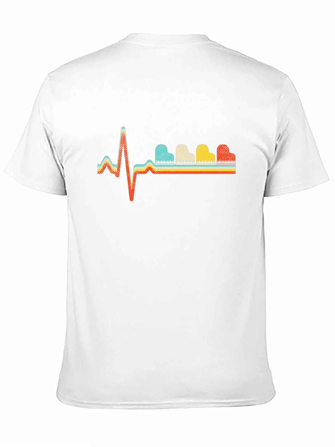 Black Retro Piano Heartbeat T-Shirt view 11