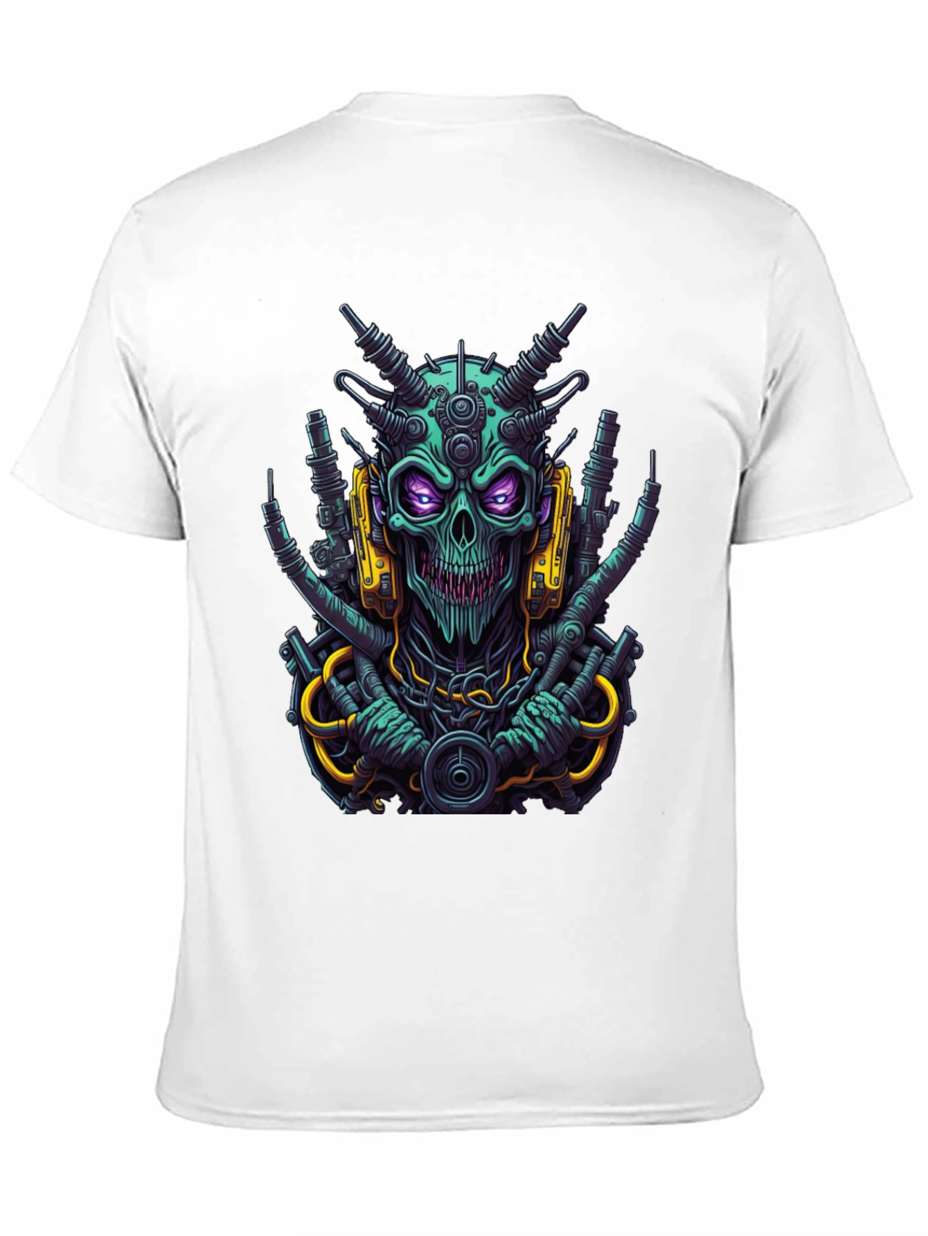 Black Cyberpunk Skull T-Shirt - Bold Sci-Fi Style view 11