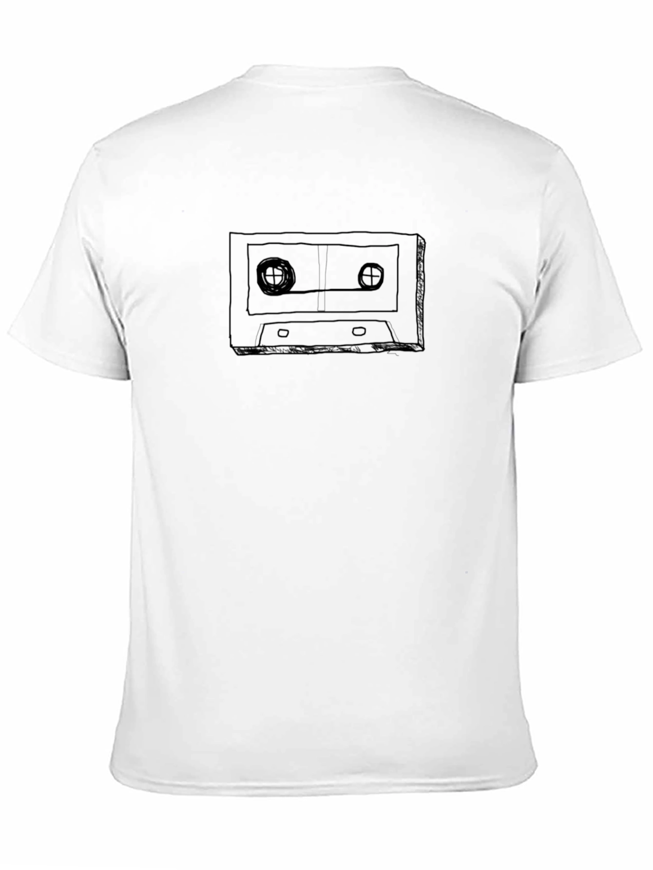 Black Retro Cassette Tape Graphic Tee - Black Cotton T-Shirt view 11