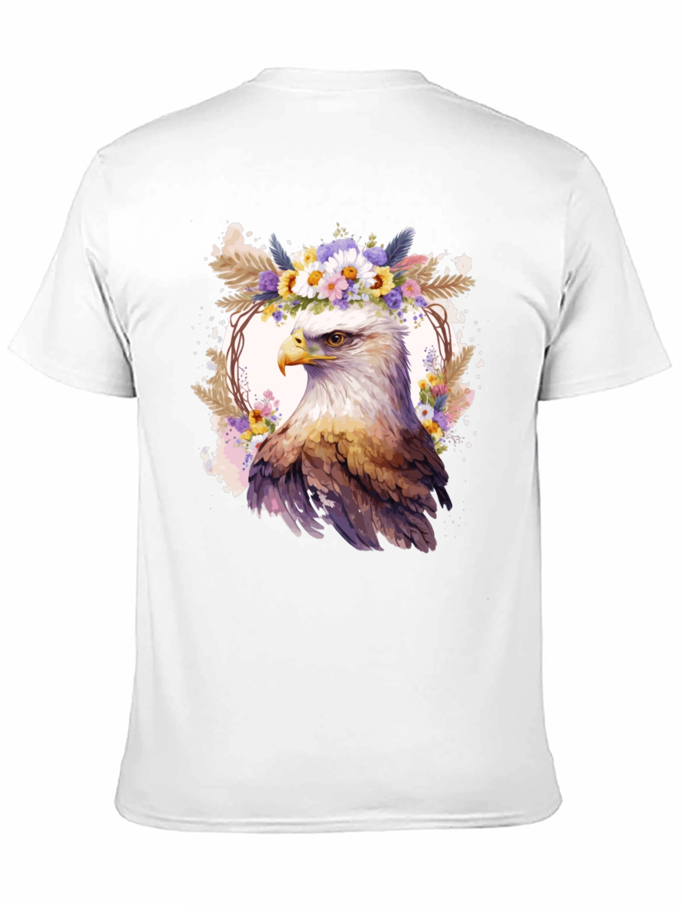 Black Eagle Floral Wreath Graphic T-Shirt view 11