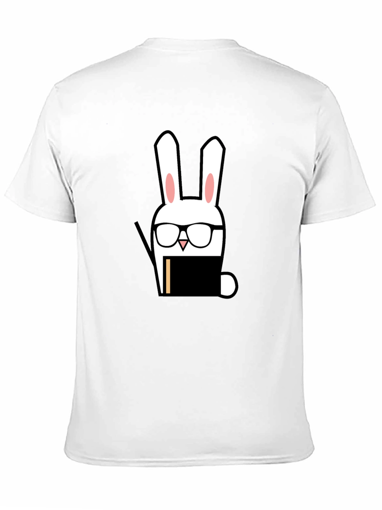 Black Nerdy Rabbit Graphic Tee - Black Cotton T-Shirt view 11