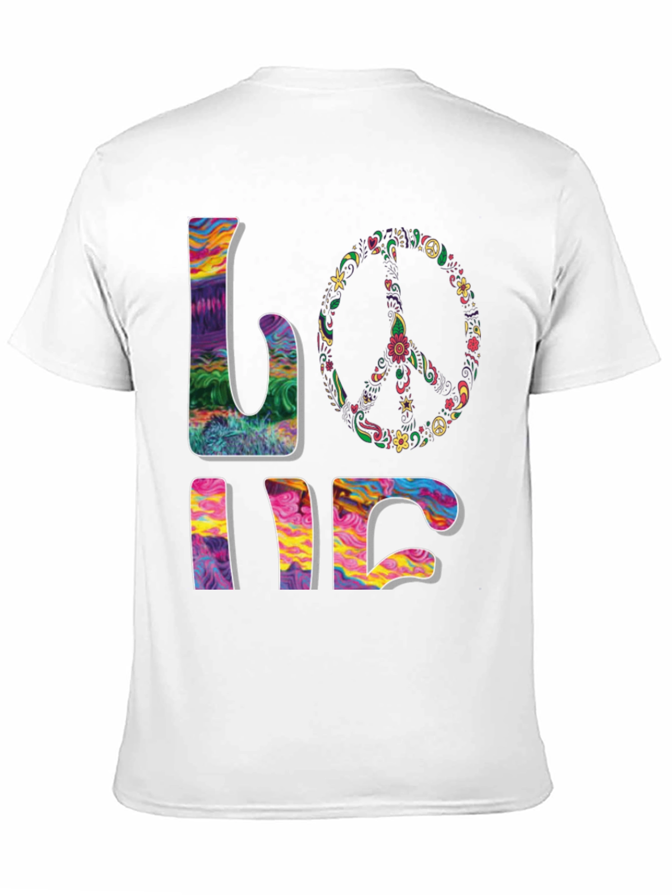 Black Peace & Love Psychedelic T-Shirt view 11