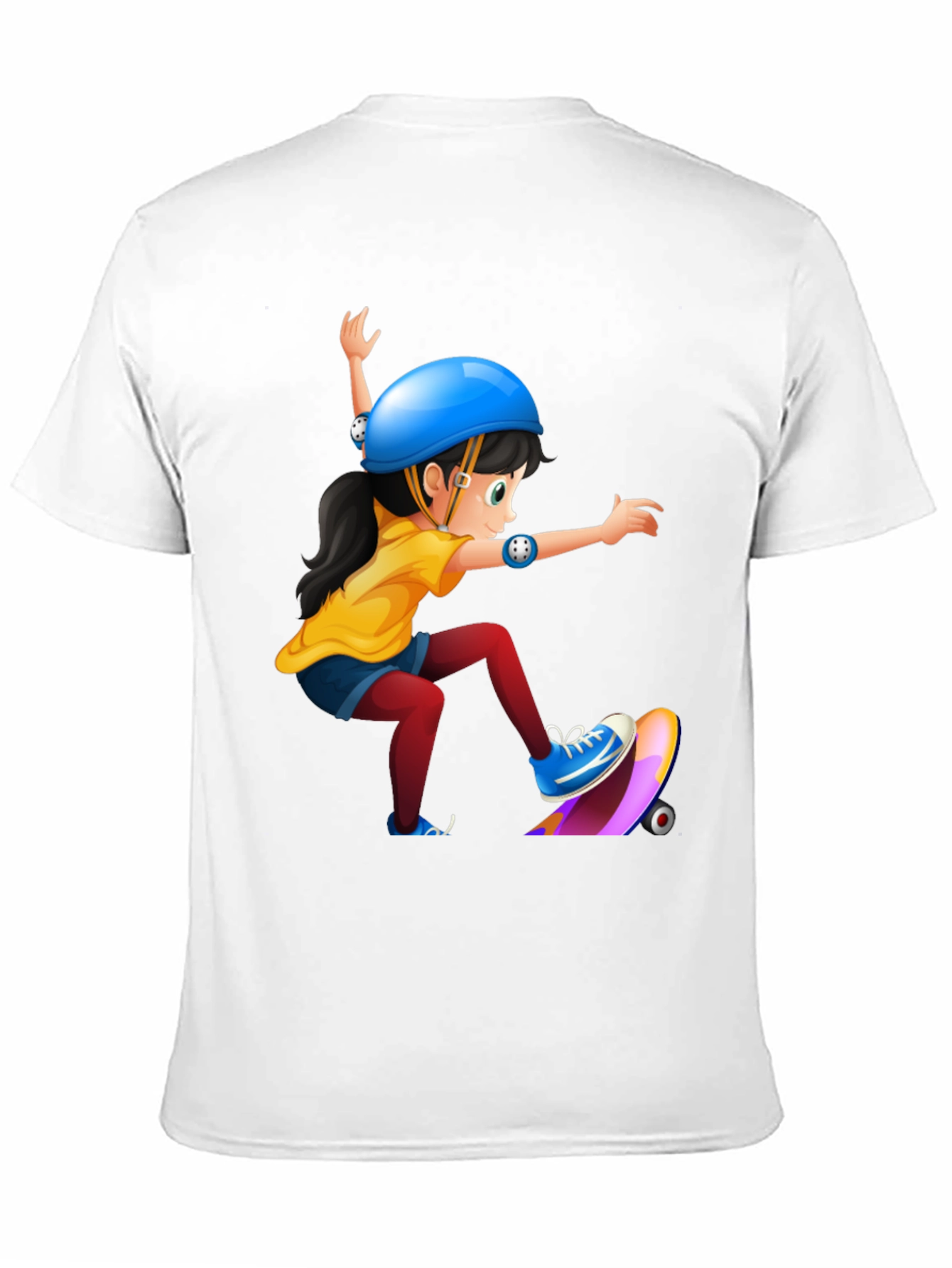 Black Skater Girl Graphic Tee - Black Cotton T-Shirt view 11