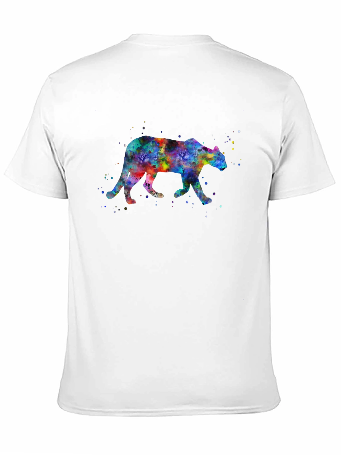 Black Watercolor Panther Men's Black T-Shirt view 11