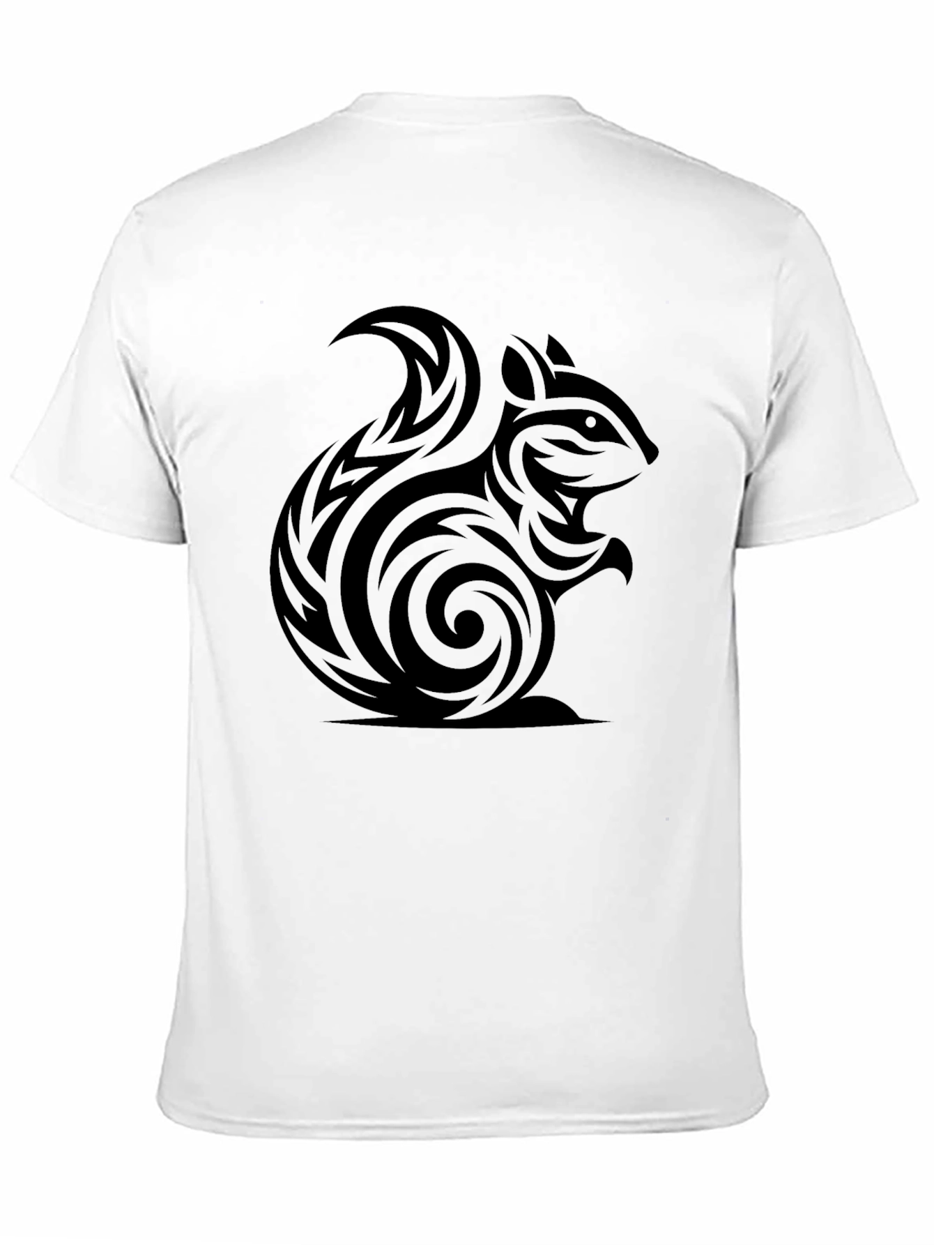 Black Tribal Squirrel Tee - Black Cotton Graphic T-Shirt view 11