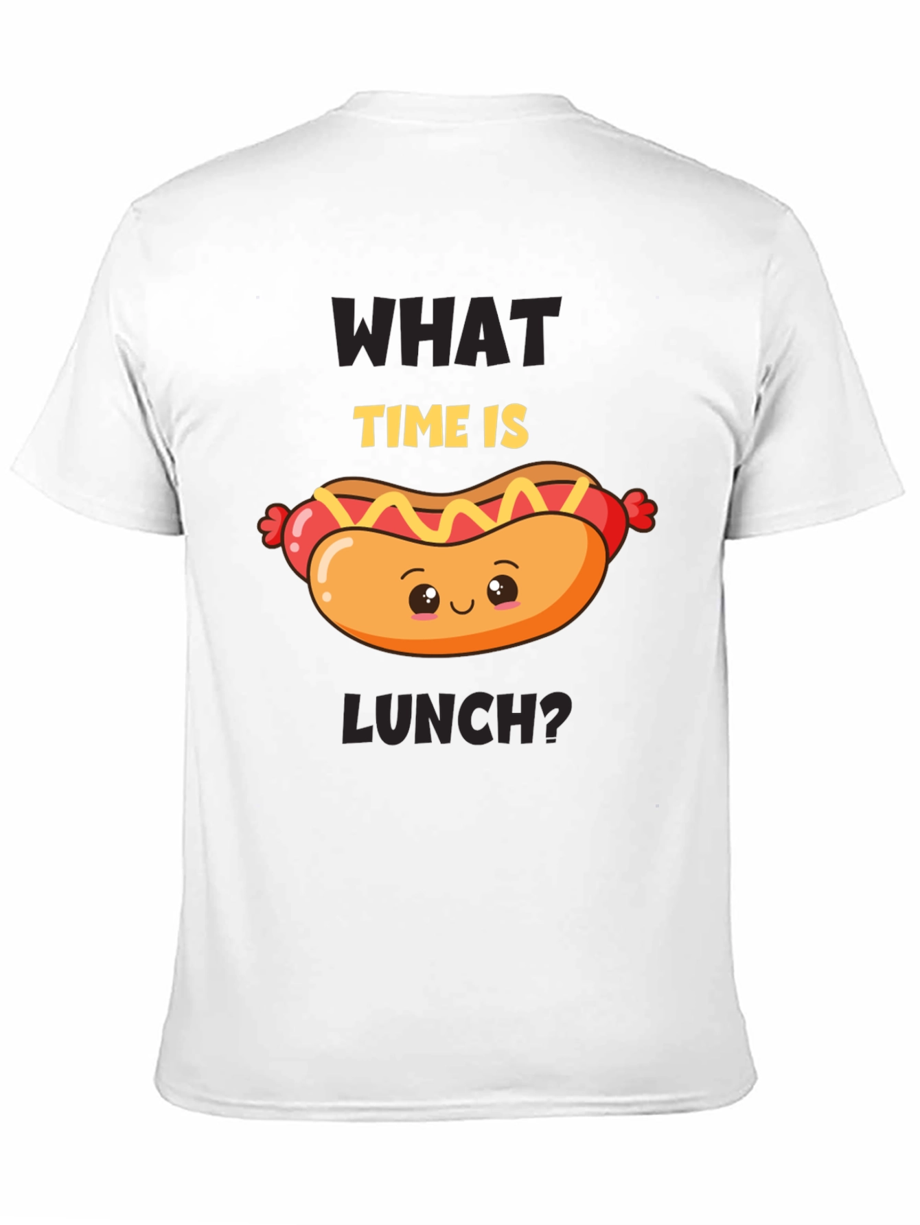 Black Funny Hot Dog T-Shirt - What Time Is Lunch? view 11