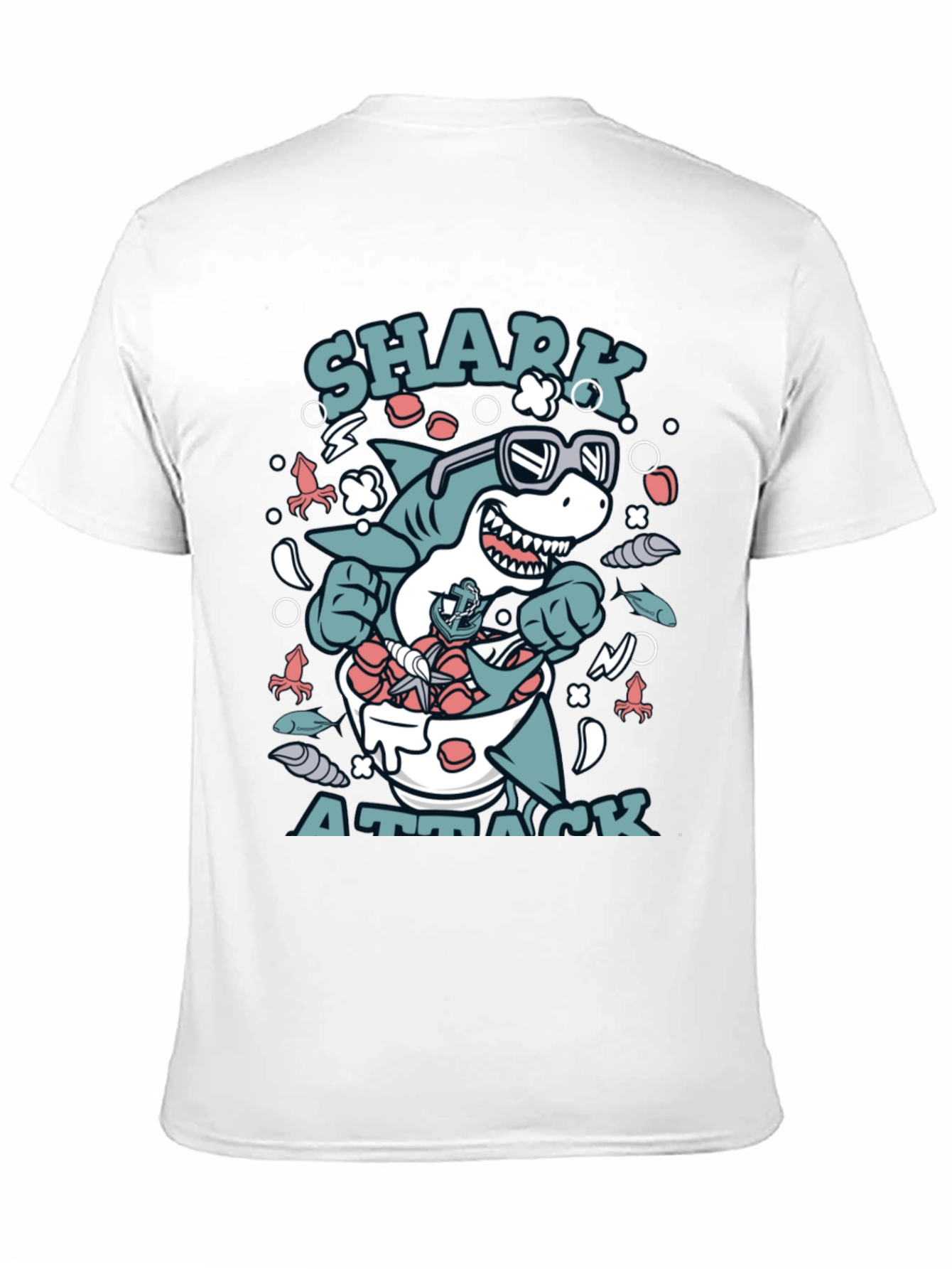 Shark Attack T-Shirt, Novelty Graphic Tee - 11