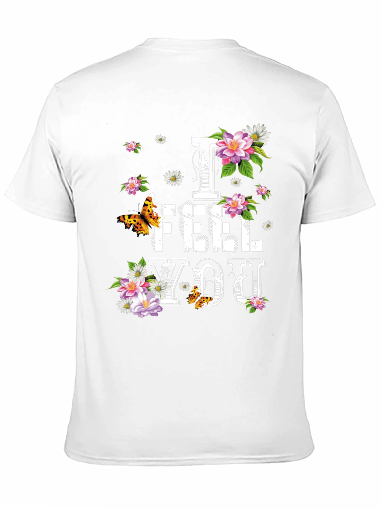 Black Floral "I FEEL YOU" Graphic T-Shirt - Stylish Comfort view 11