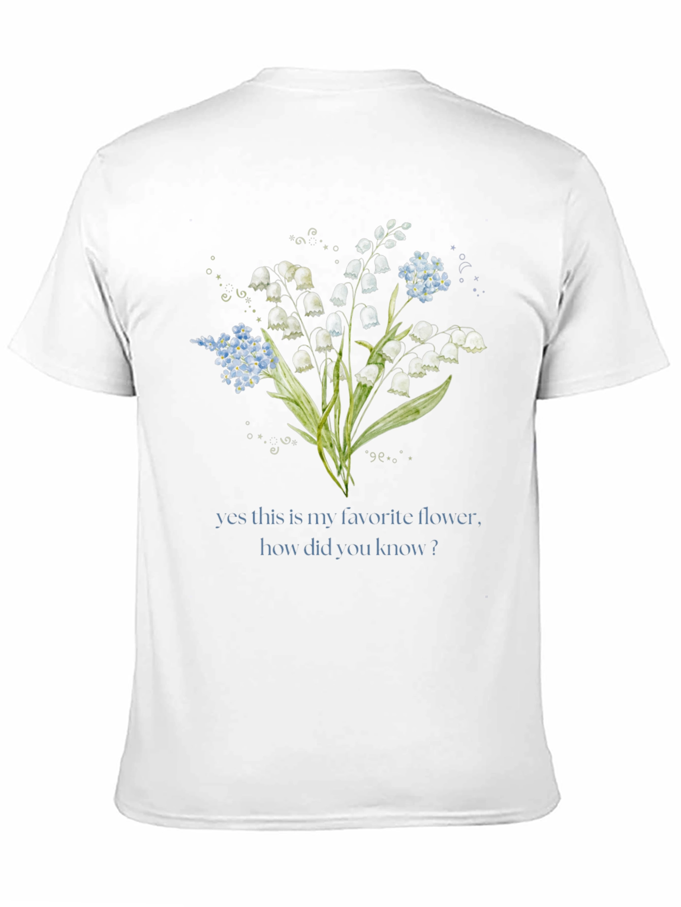 Black Floral Graphic T-Shirt - Lily of the Valley Design view 11