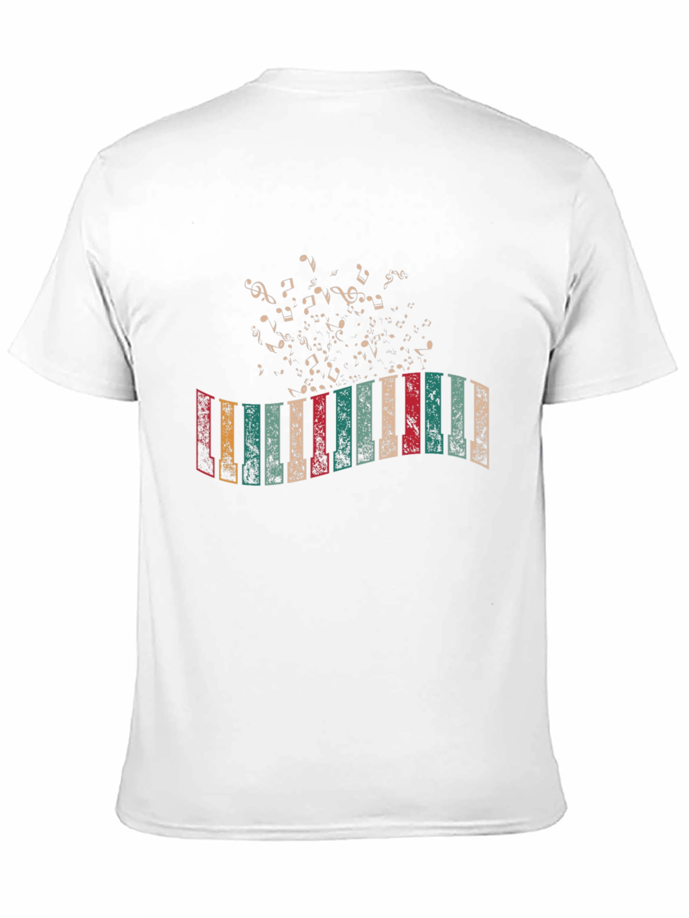 Black Retro Piano Keys & Notes Black T-Shirt view 11