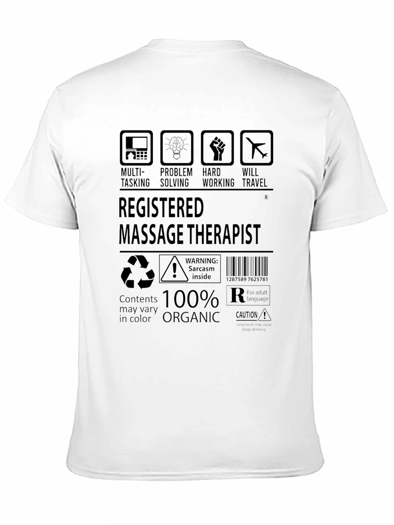 Black Registered Massage Therapist T-Shirt - 100% Organic view 11