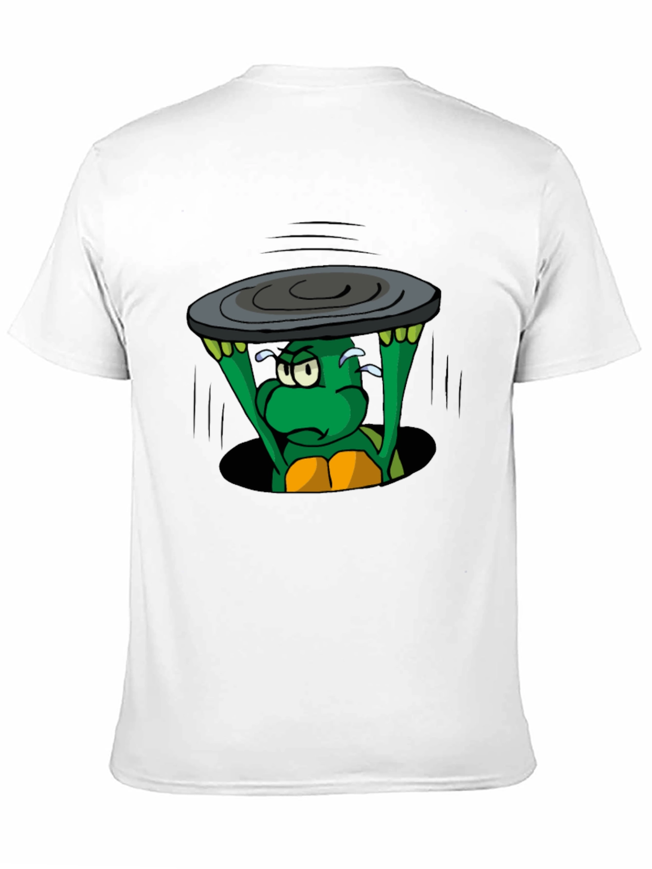 Black Cartoon Turtle Lifting Manhole Cover Black T-Shirt view 11