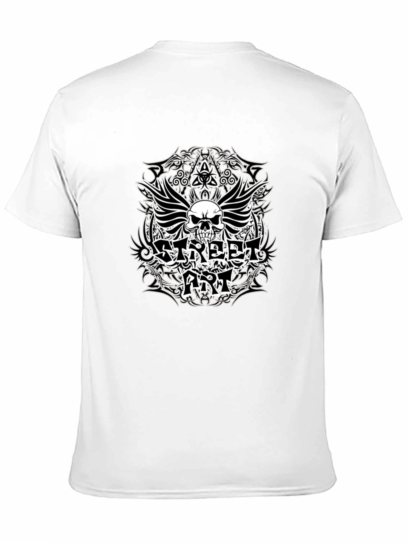 Street Art Skull T-Shirt - Black Cotton Tee - 11