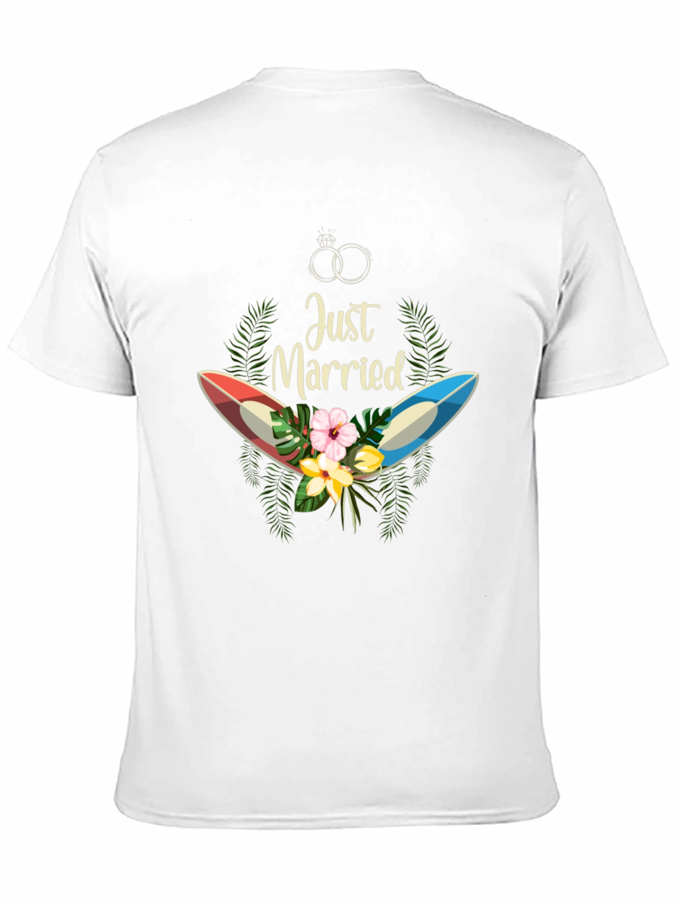 Black Just Married Surfboard T-Shirt view 11