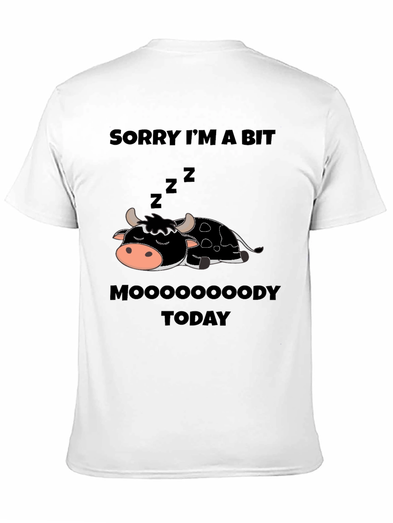 Black Moody Cow Graphic Tee - Funny Novelty Shirt view 11