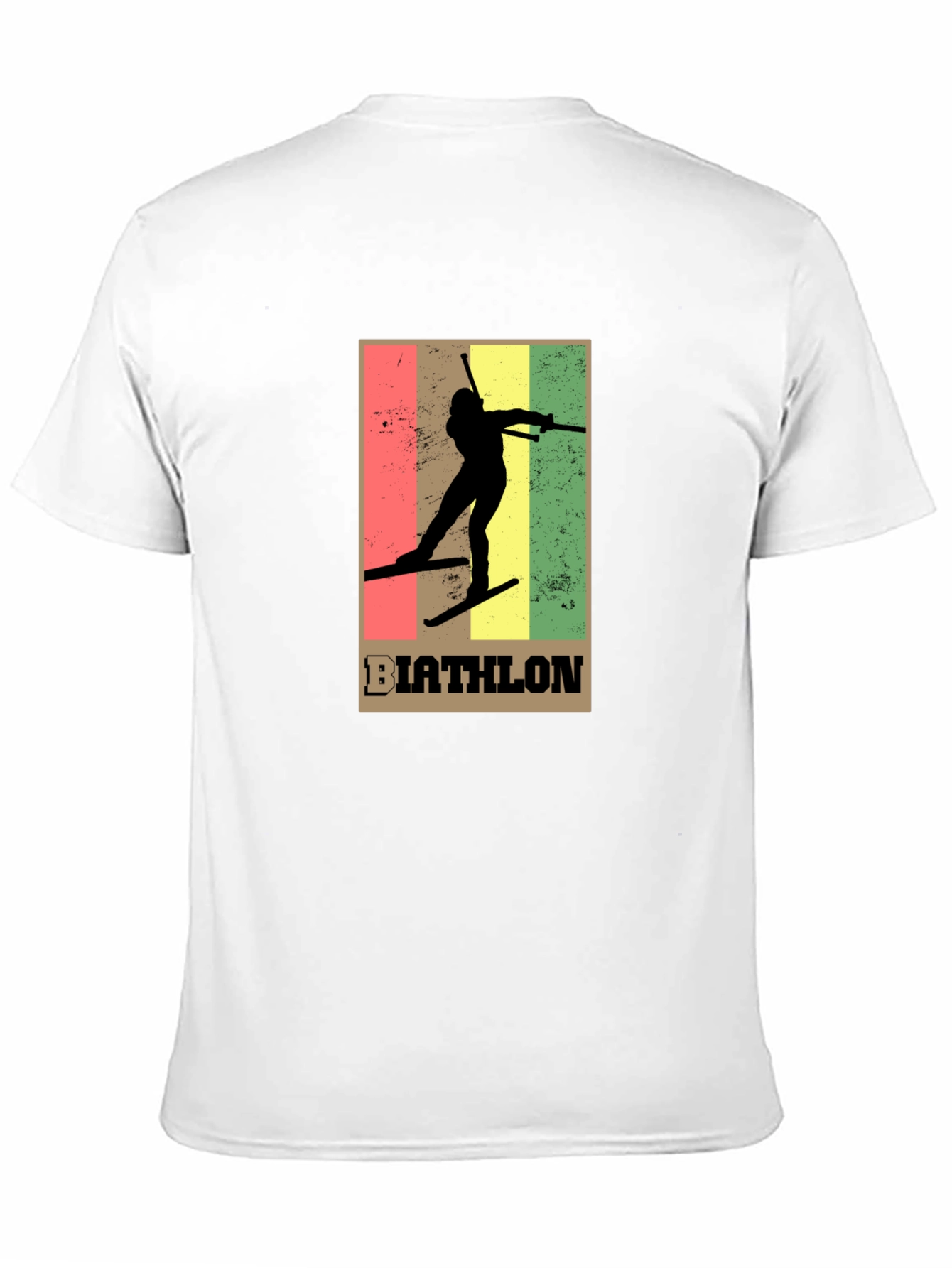 Black Biathlon Skiing T-Shirt - Retro Style Black Tee view 11