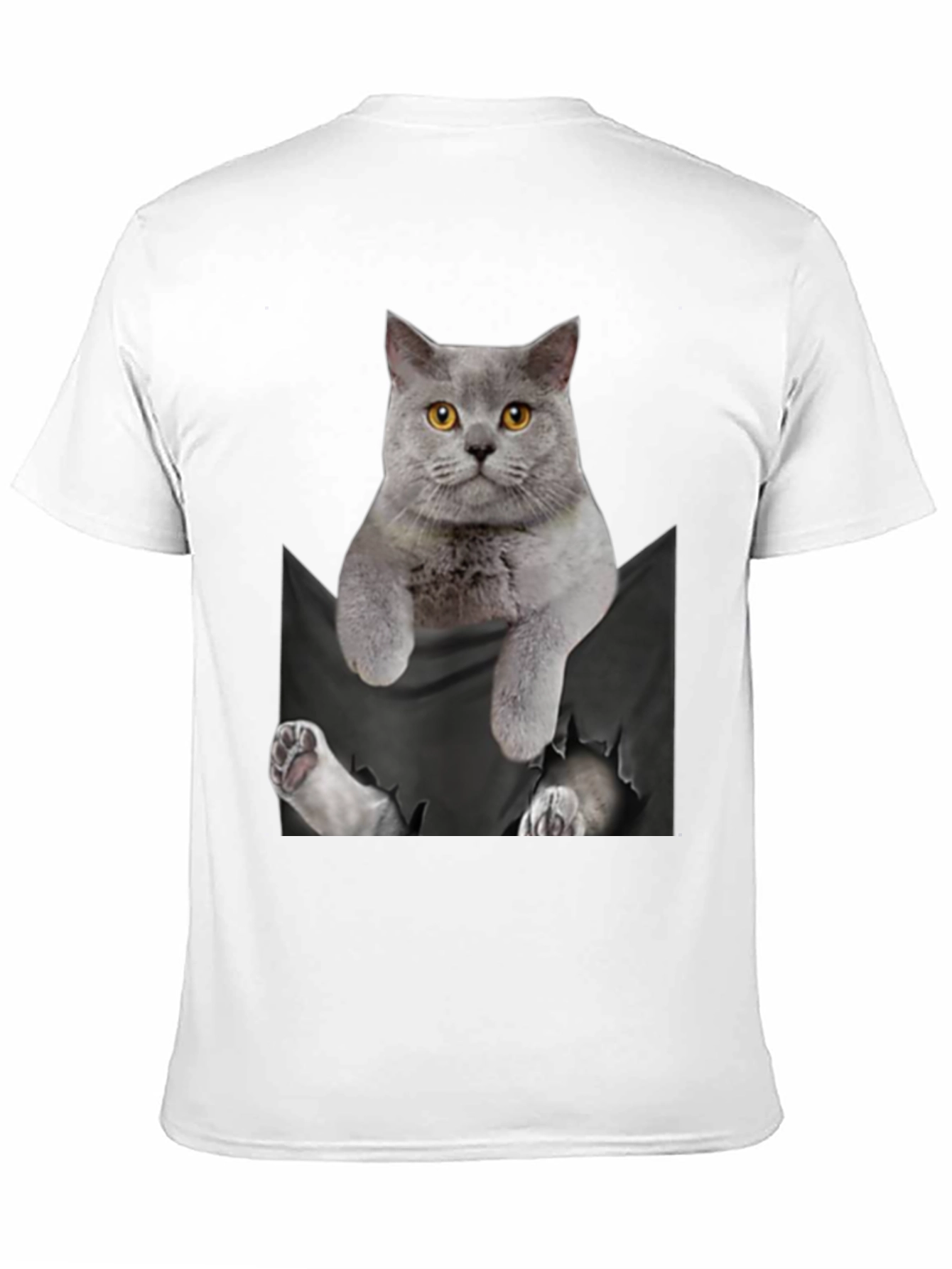 Black Cat Pocket T-Shirt: Hilarious Kitten Peek! view 11