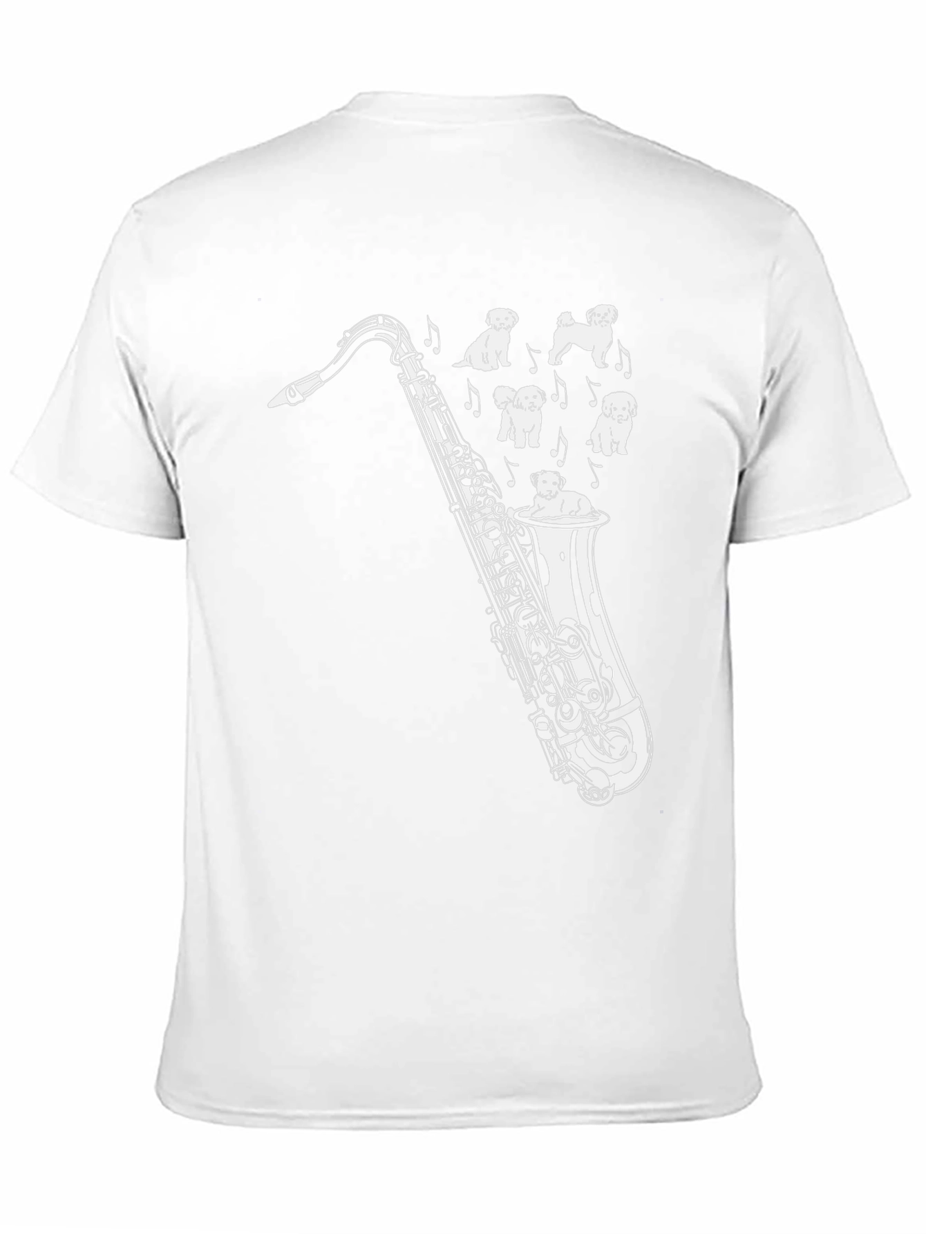 Black Saxophone & Pups Graphic Tee - Men's Black T-Shirt view 11