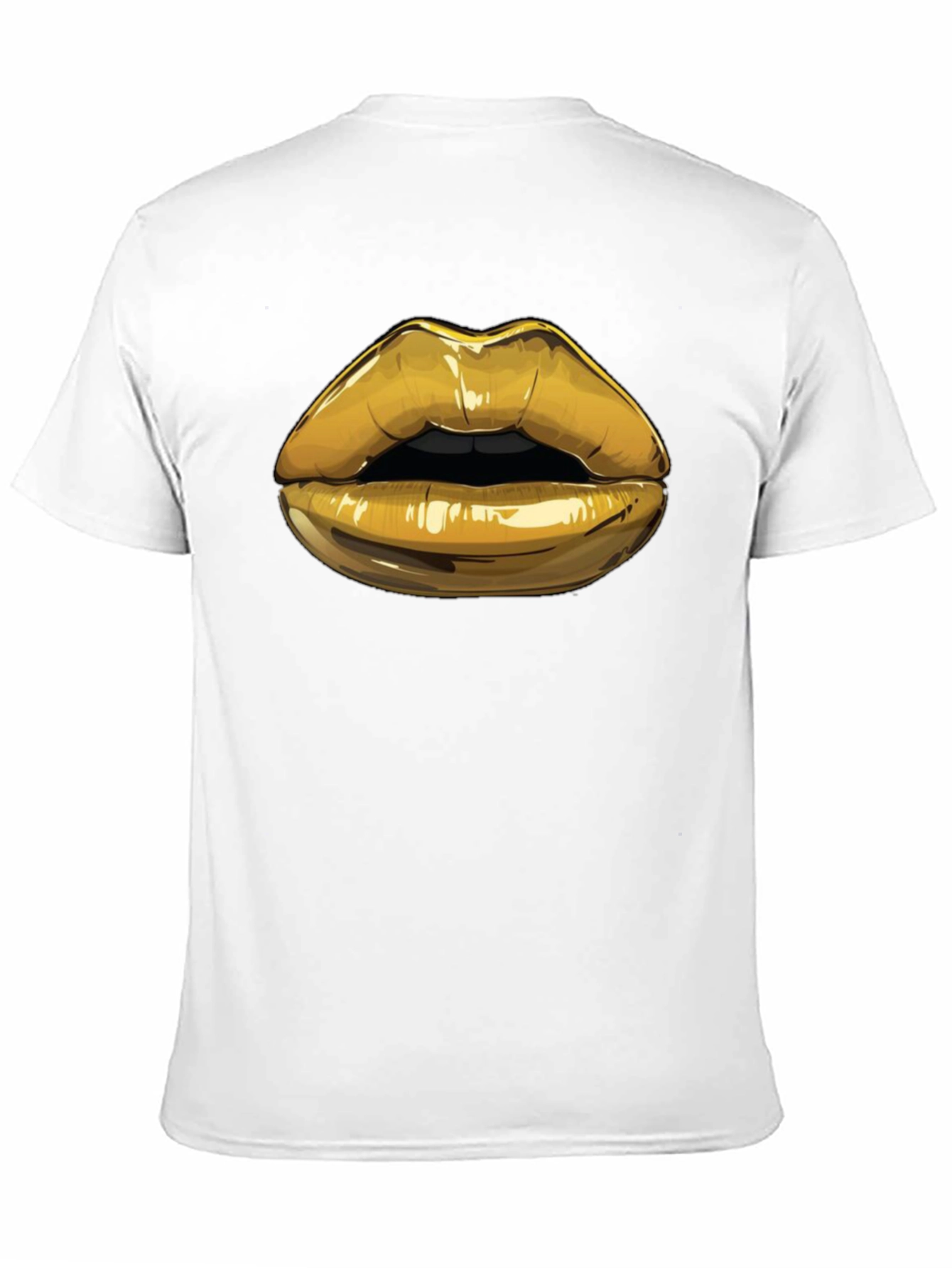 Black Golden Lips Graphic Tee - Stylish Black Cotton Blend Shirt view 11