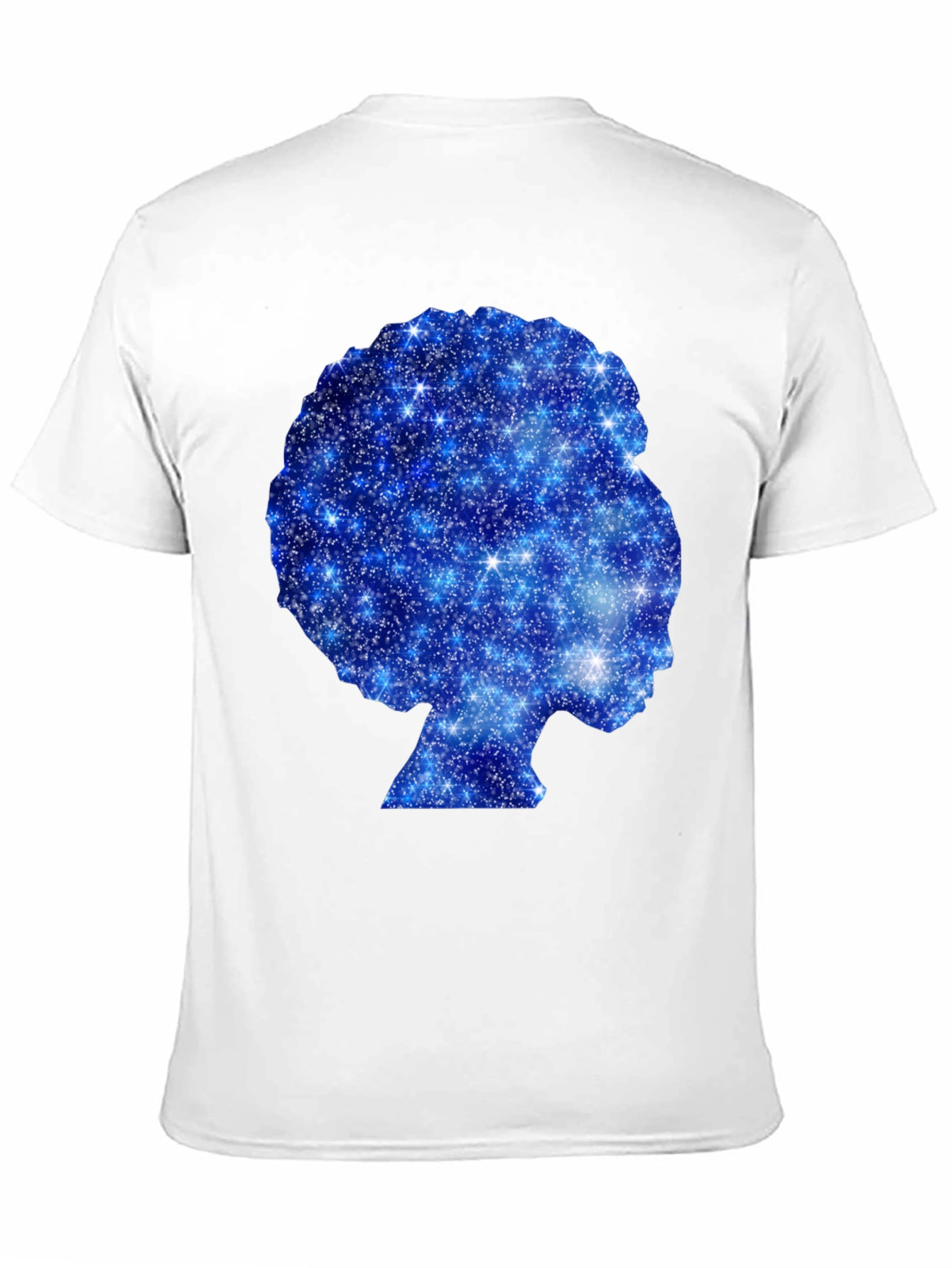 Black Galaxy Afro Woman Silhouette Black T-Shirt view 11