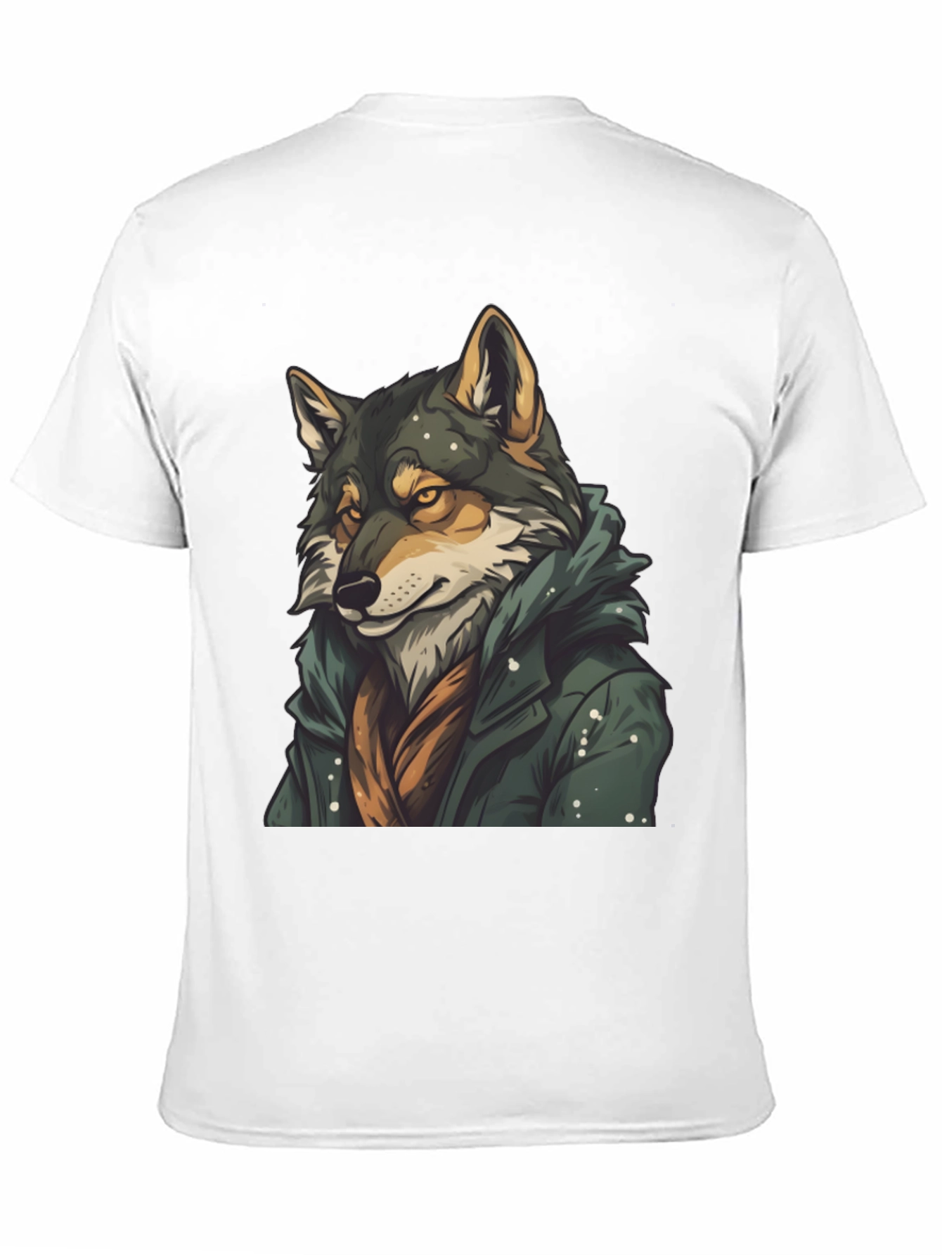 Black Wolf in Coat Graphic T-Shirt - Stylish Animal Tee view 11