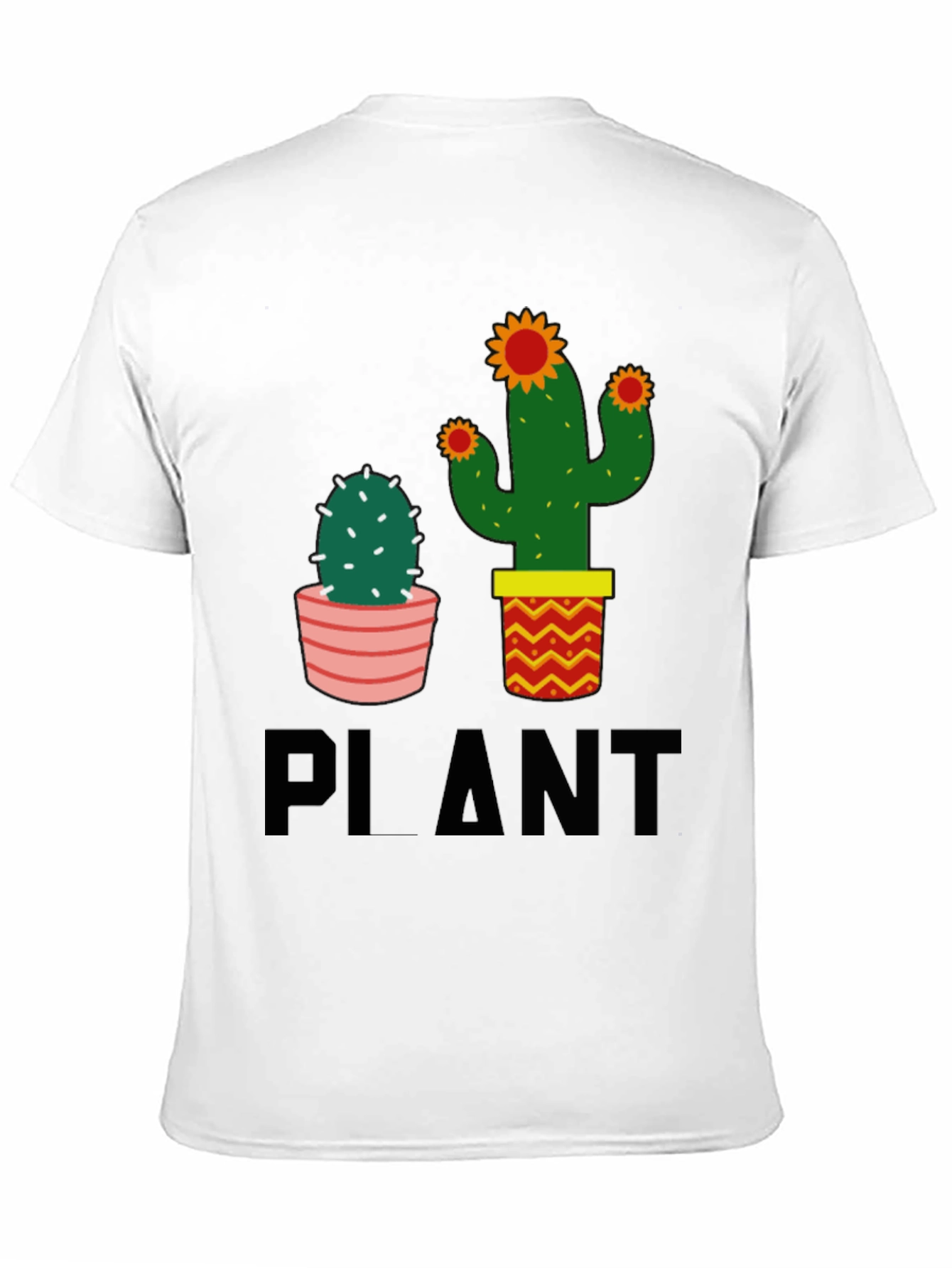 Black Cactus Plant Graphic Tee - Black Cotton Casual T-Shirt view 11