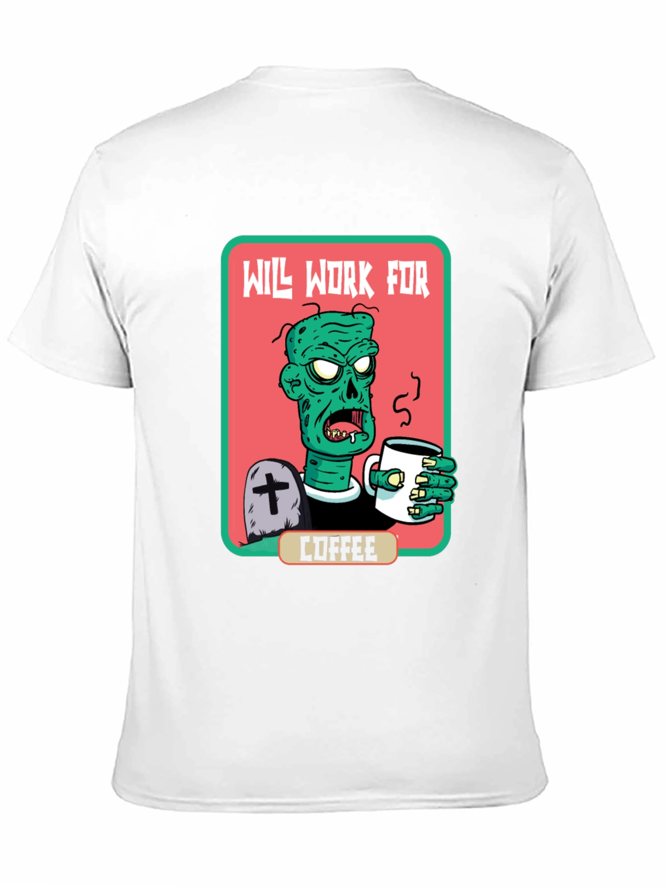 Black Zombie Will Work for Coffee Graphic Tee view 11