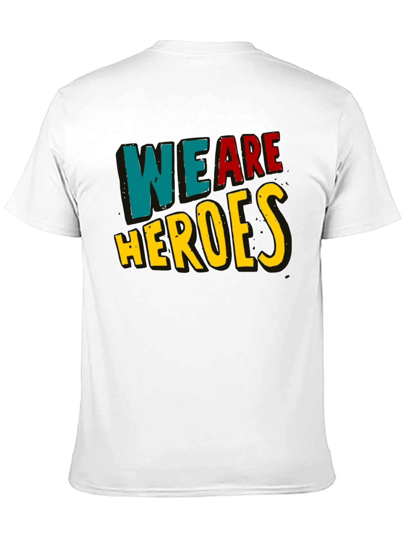 Black We Are Heroes T-Shirt - Black Crew Neck view 11