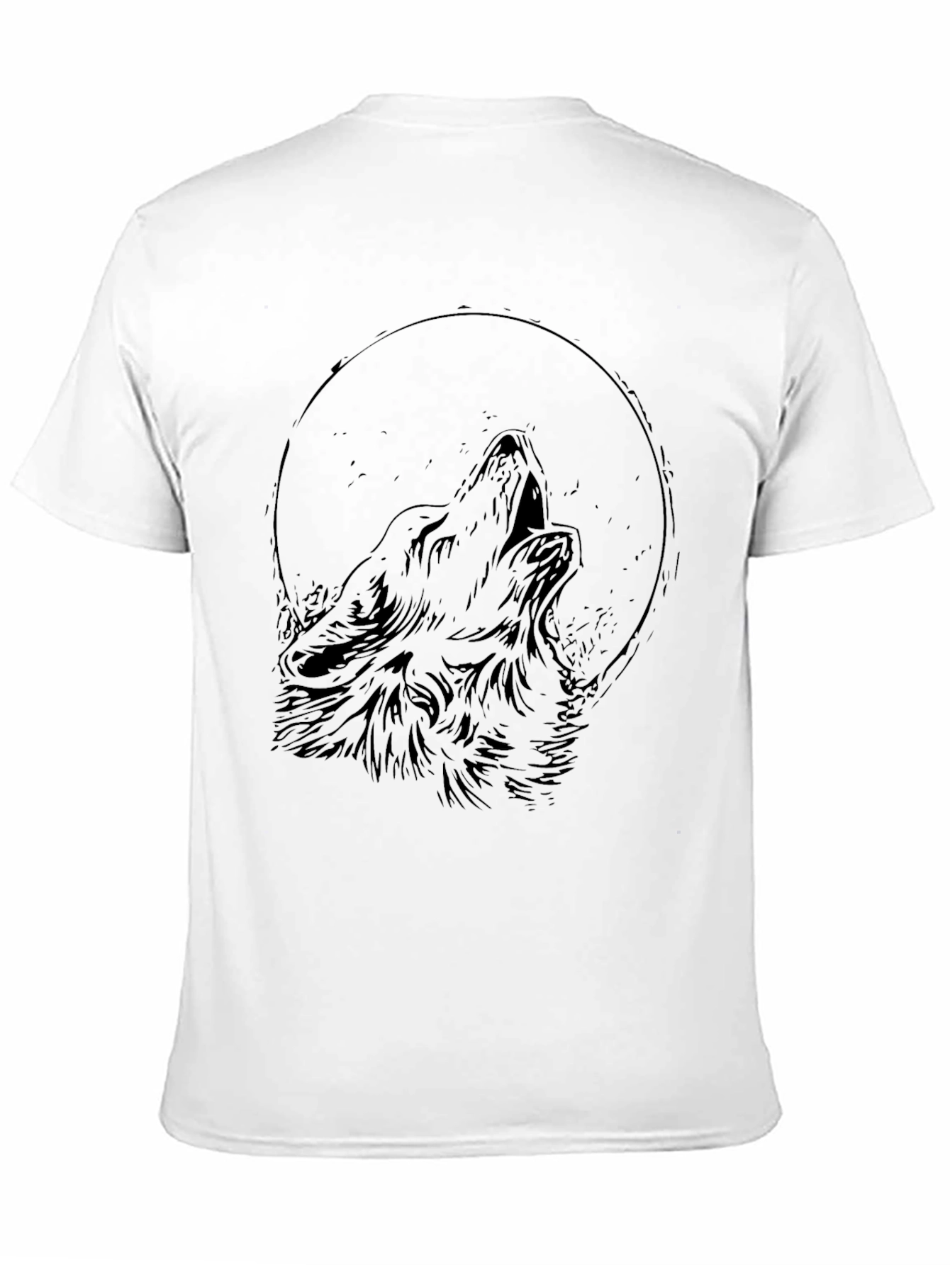 Black Wolf Howling Moon Graphic Black T-Shirt view 11