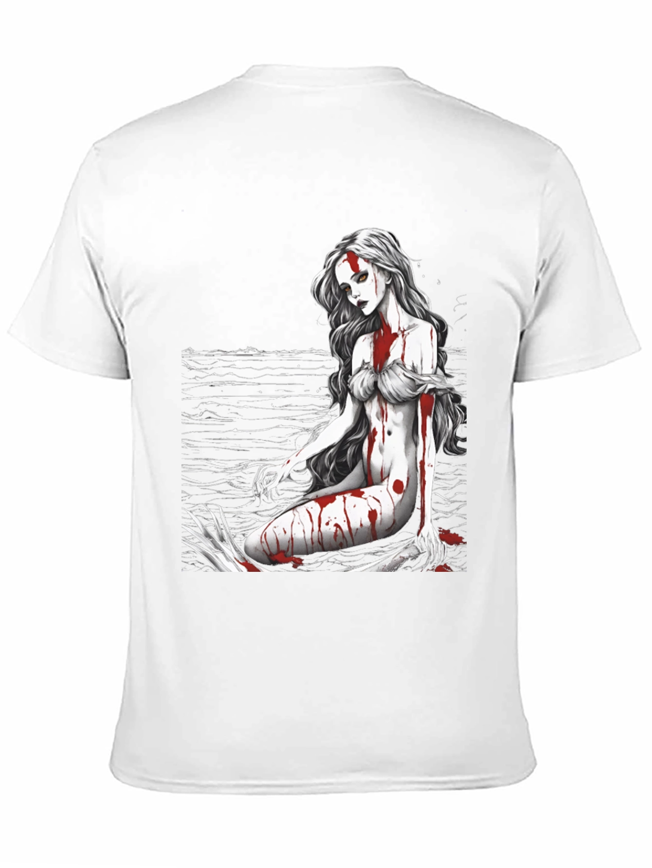Black Gothic Mermaid Graphic Tee - Black view 11
