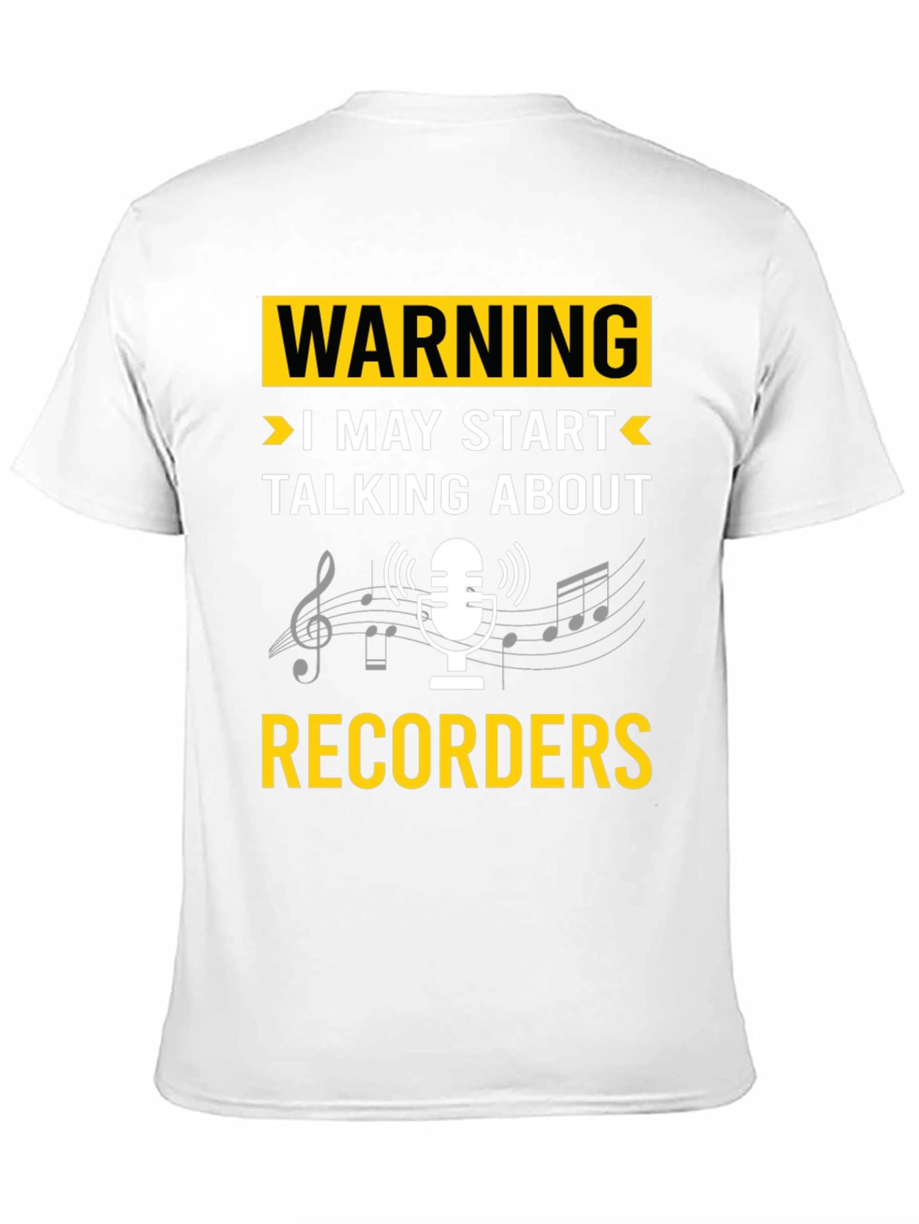 Black Warning Recorder T-Shirt: Music Lover's Tee view 11