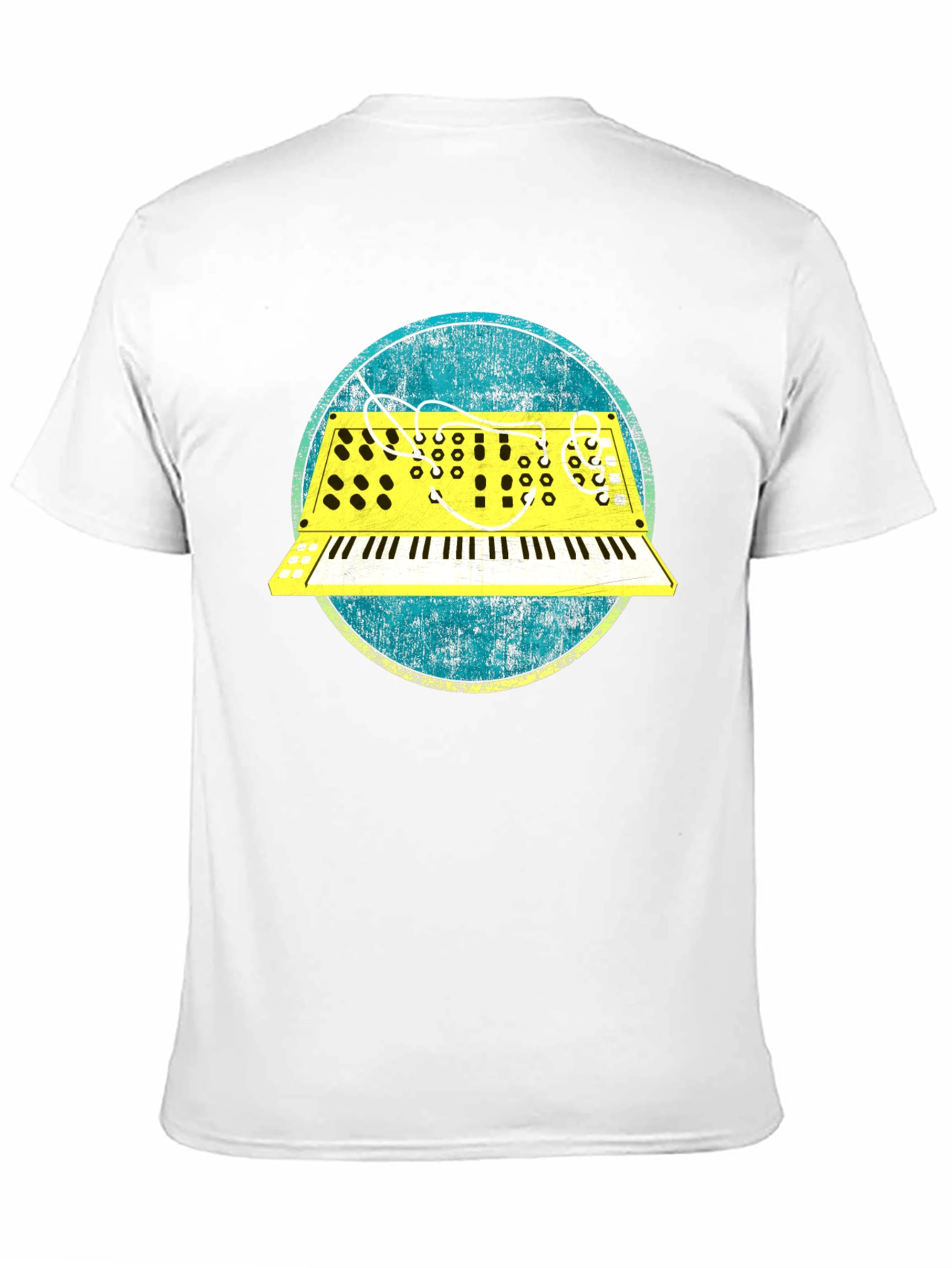 Black Retro Synth Graphic Tee - Vintage Keyboard T-Shirt view 11