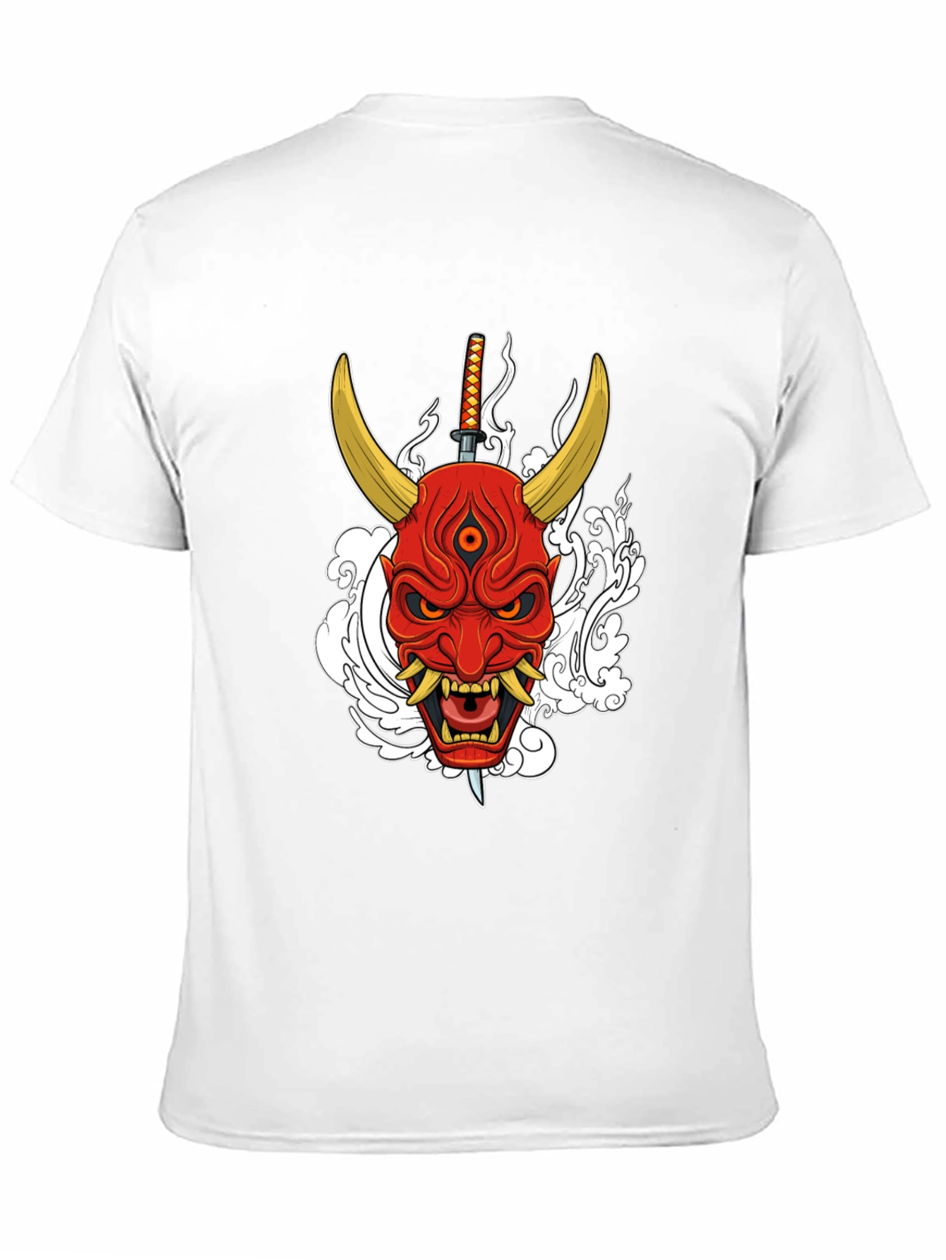 Black Samurai Oni Mask Graphic T-Shirt view 11